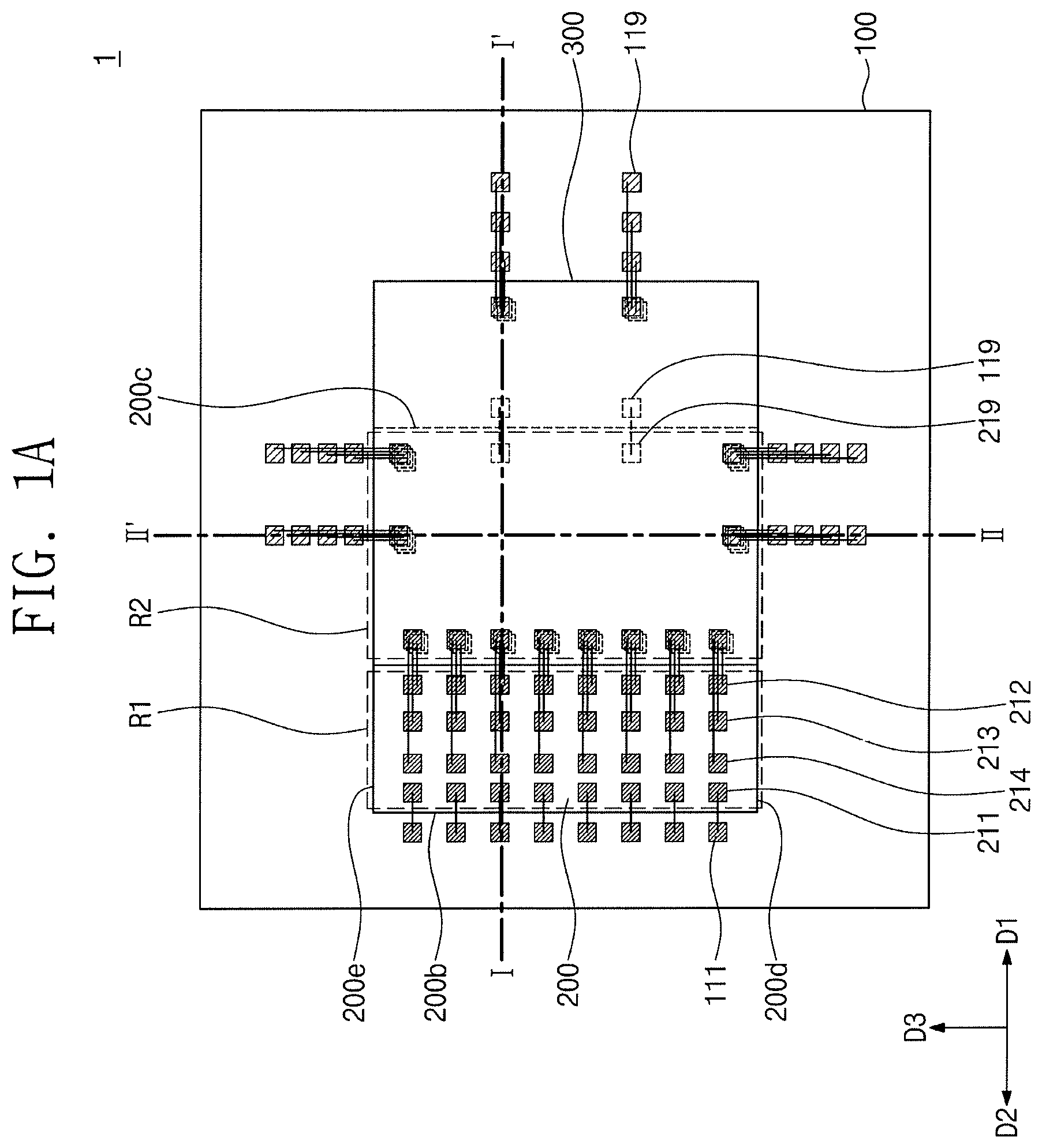 Patent US12327821 Figure 1 – Semiconductor package having chip stack