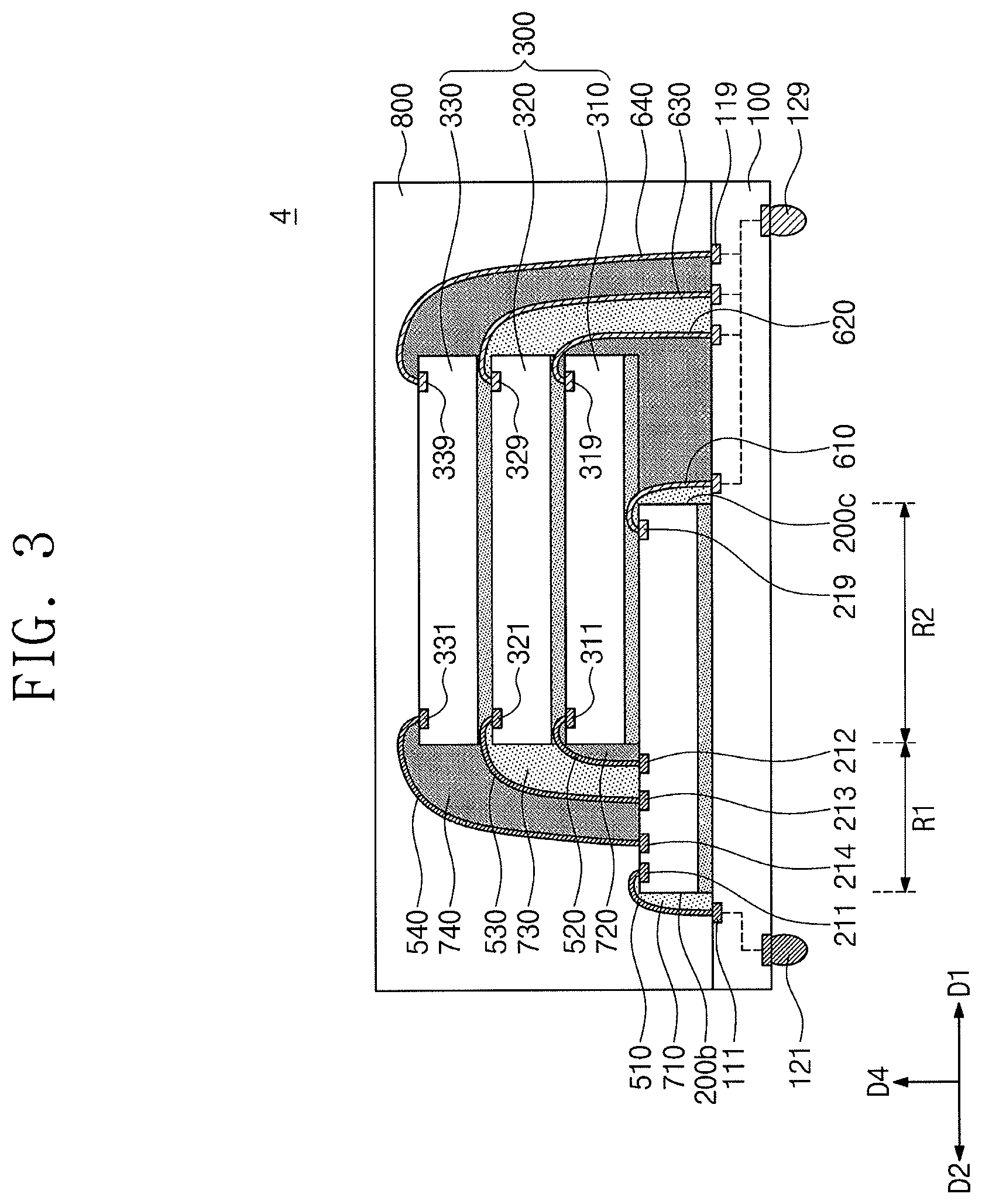 Patent US12327821 Figure 9 – Semiconductor package having chip stack