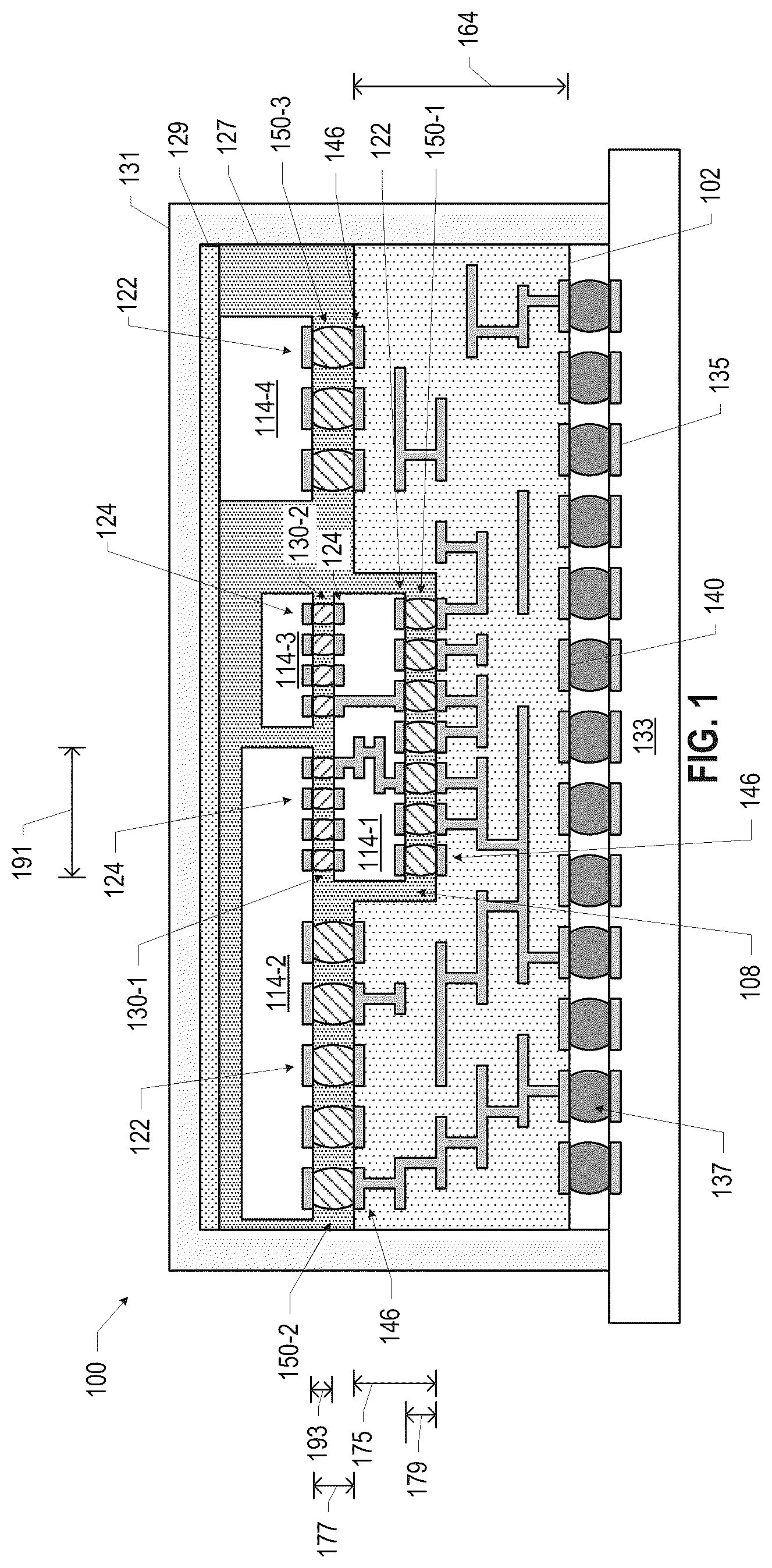 Patent US12327827 Figure 1 – Microelectronic assemblies