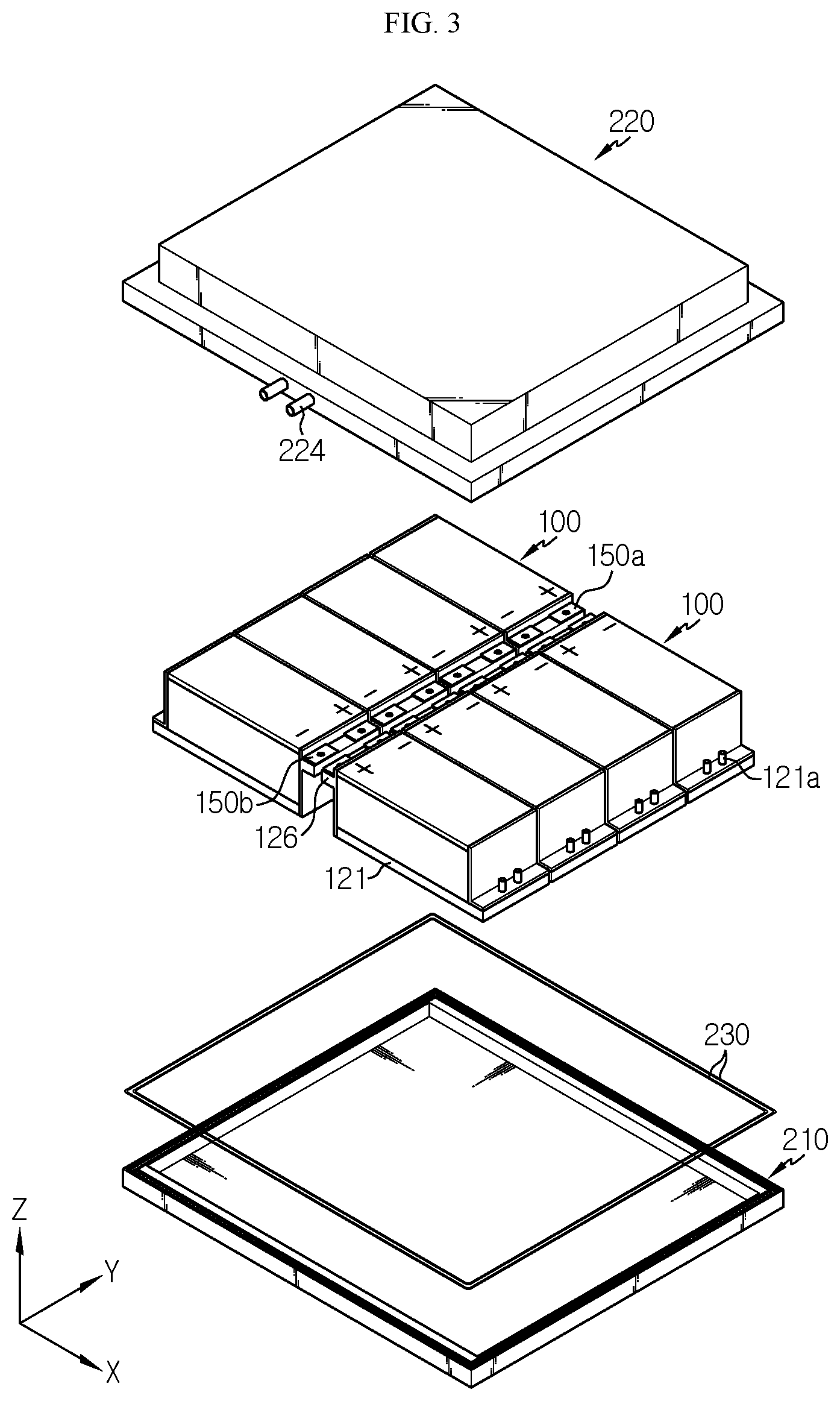 Patent US12327875 Figure 2 – Battery pack having integrated mechanical and electrical fixing structure of battery modules