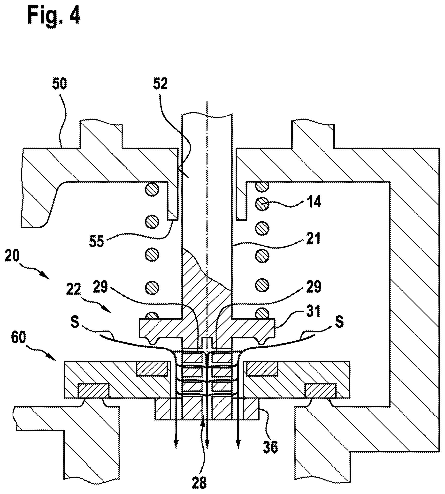 Patent US12327896 Figure 4 – Fuel cell system having a valve in a valve housing and a method for controlling a flow of a fluid