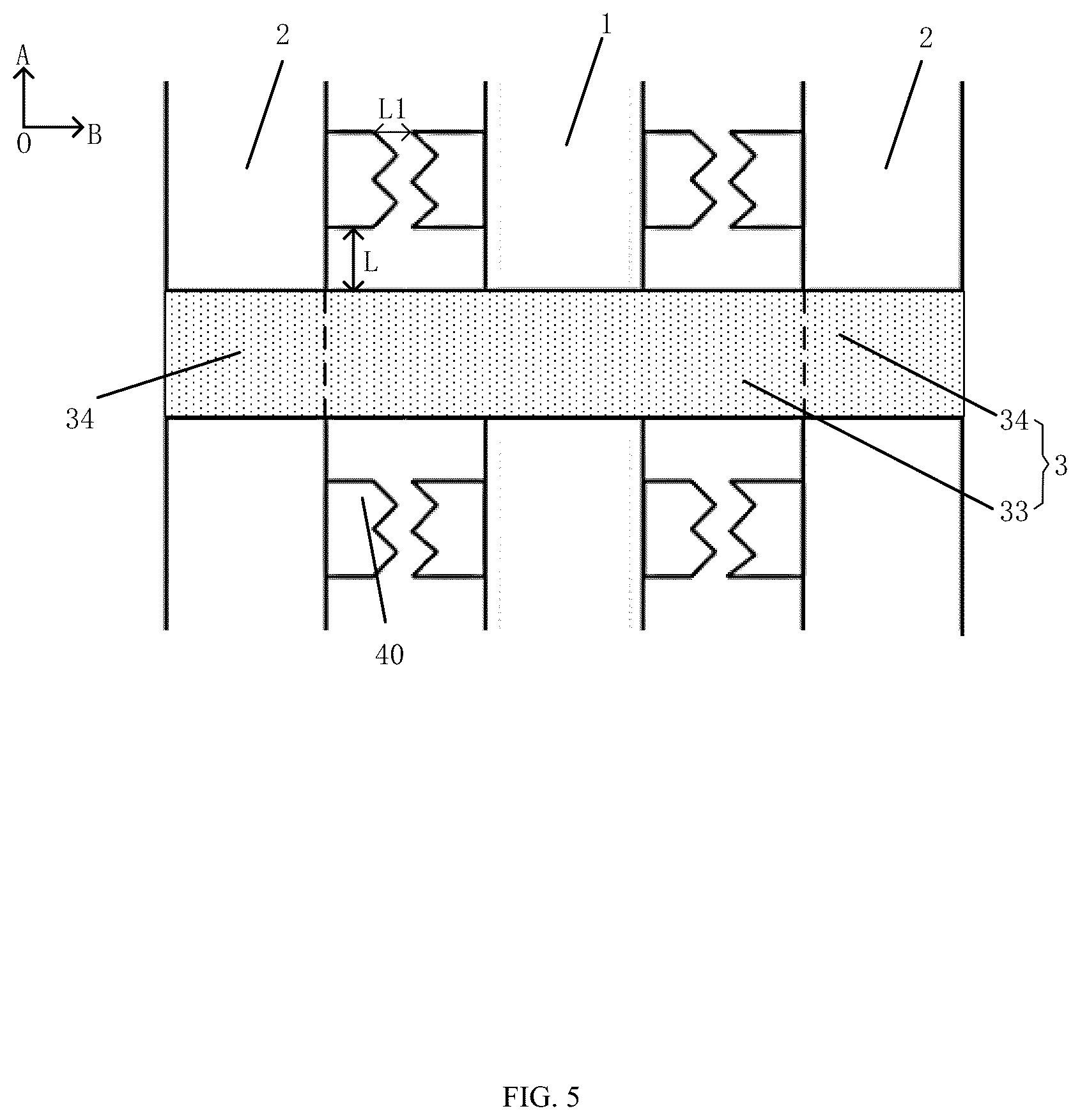 Patent US12327901 Figure 5 – Phase shifter comprising a hydrophobic part and a hydrophilic part arranged relative to a first wire and second wires formed on a substrate