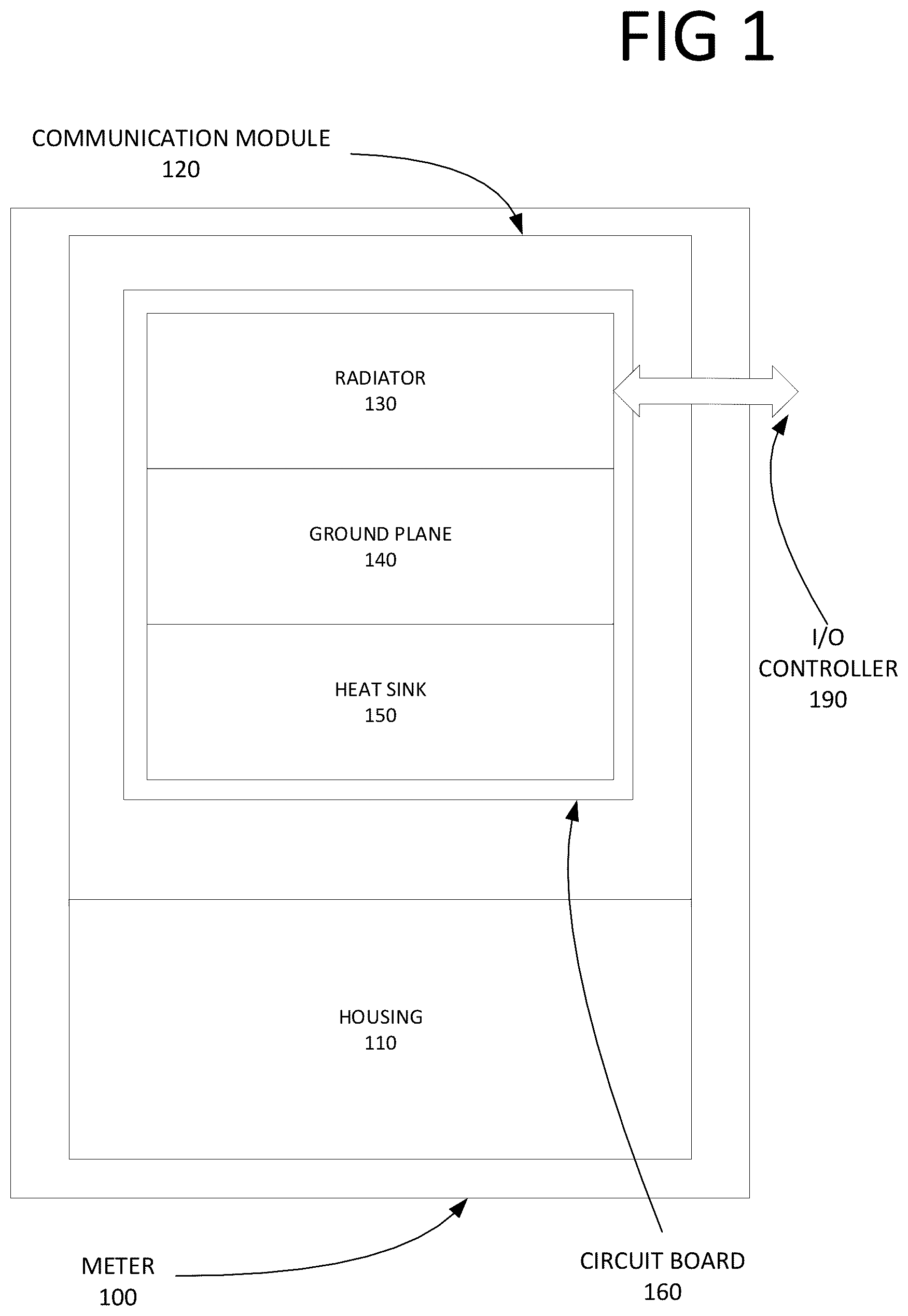 Patent US12327908 — Antenna with a heat sink for a meter — Figure 1