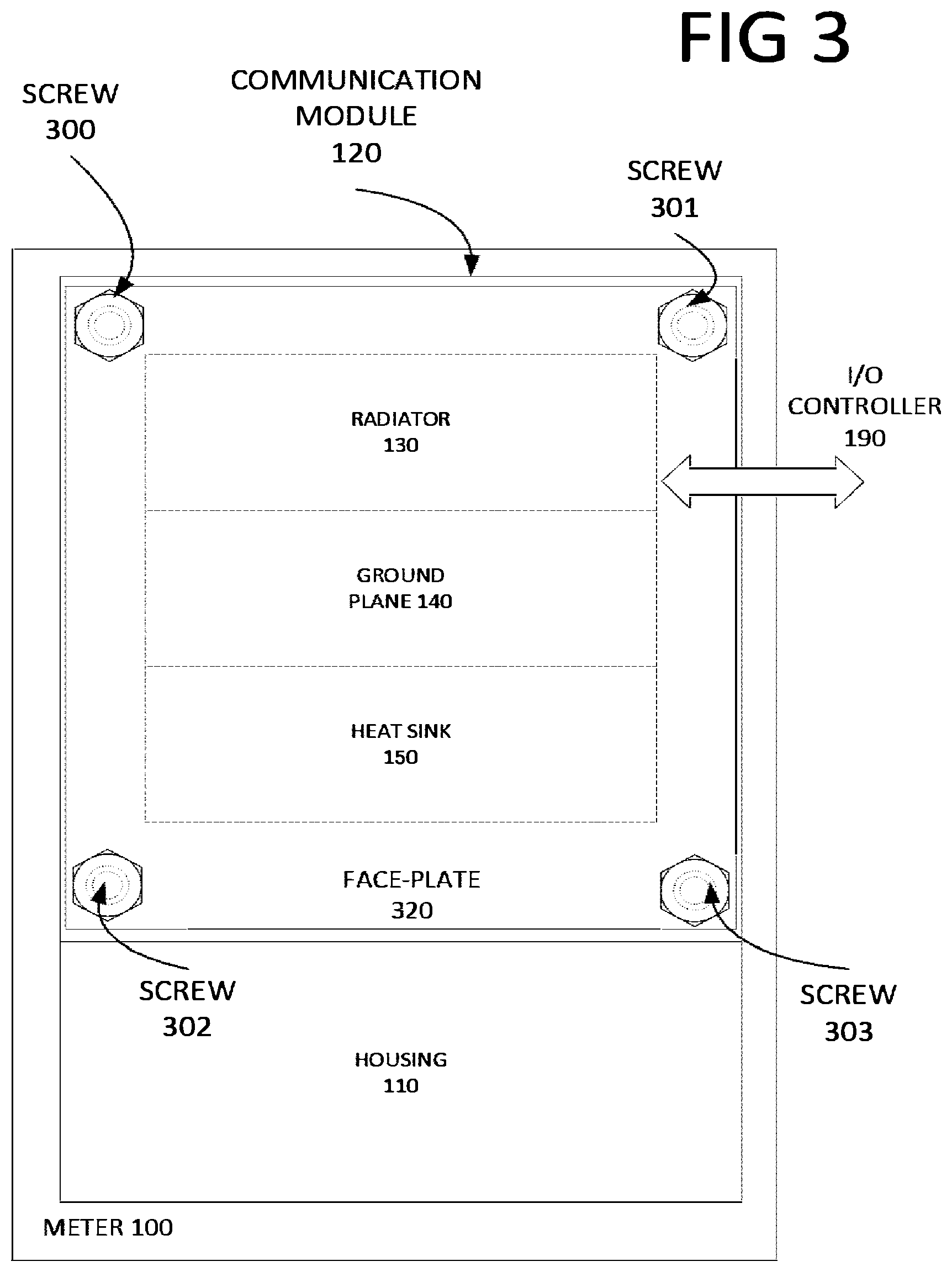 Patent US12327908 Figure 3 – Antenna with a heat sink for a meter