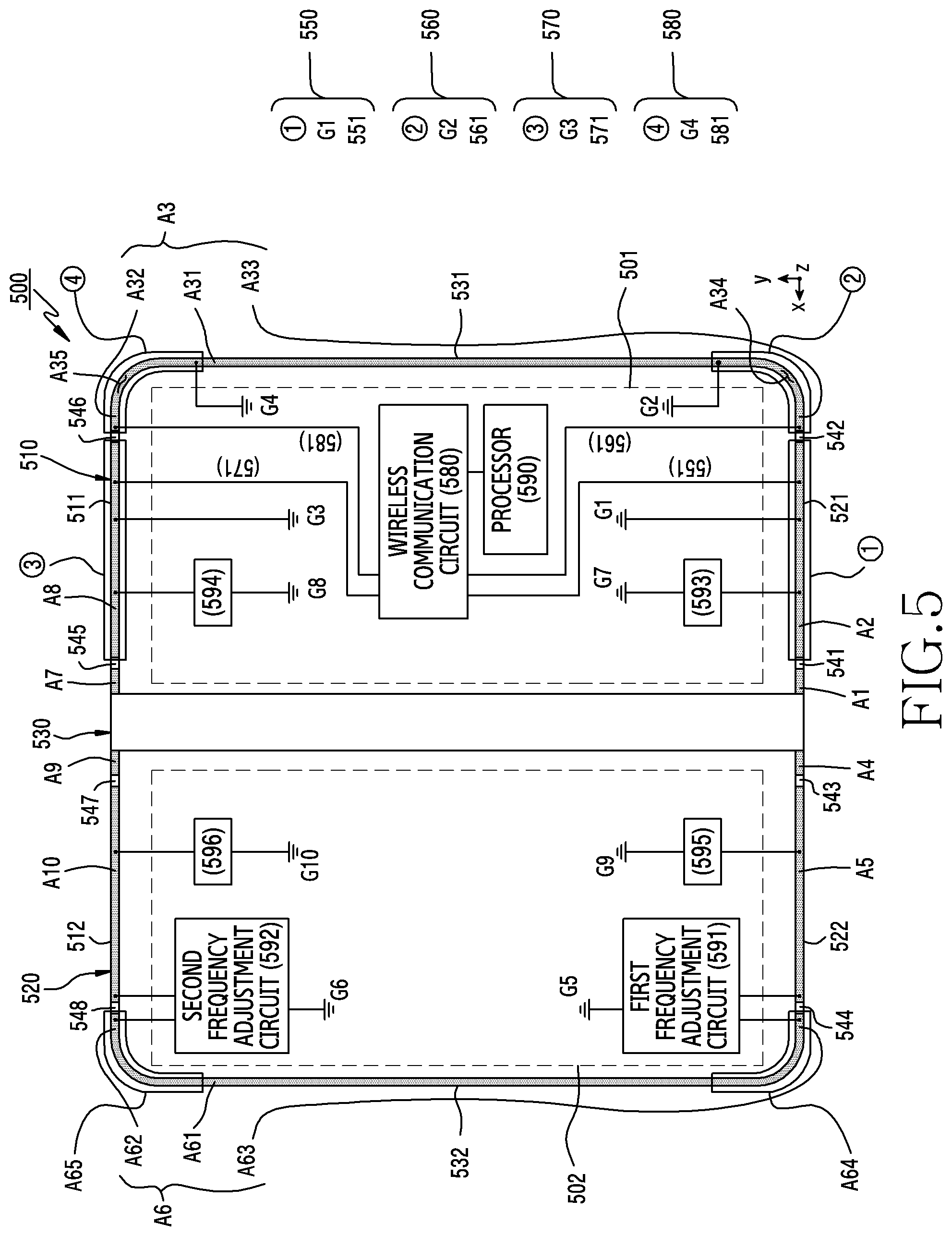 Patent US12327911 Figure 5 – Antenna and electronic device comprising same