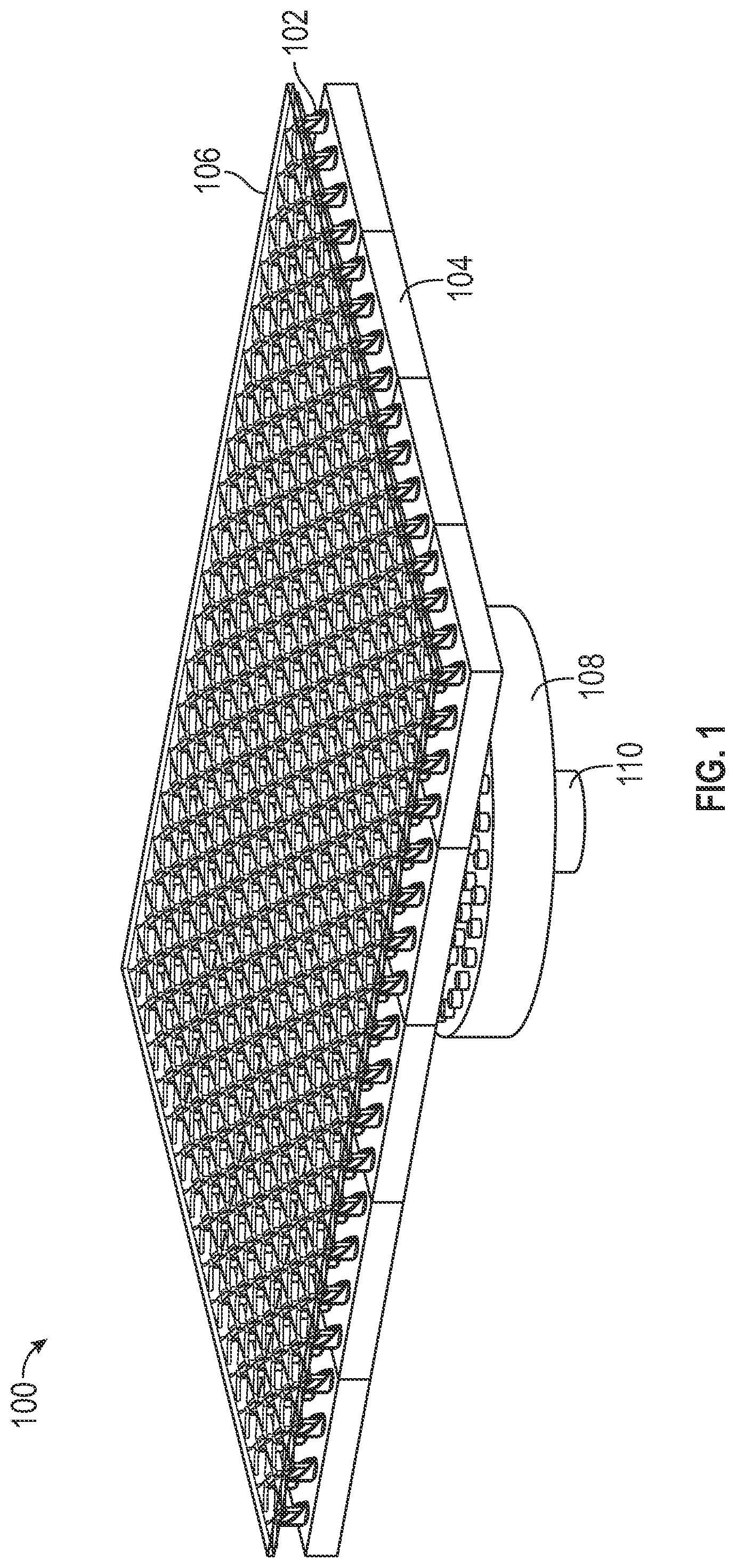 Patent US12327916 Figure 1 – Low profile, high power microwave antenna, combiner and radial waveguide and additive manufacture of same