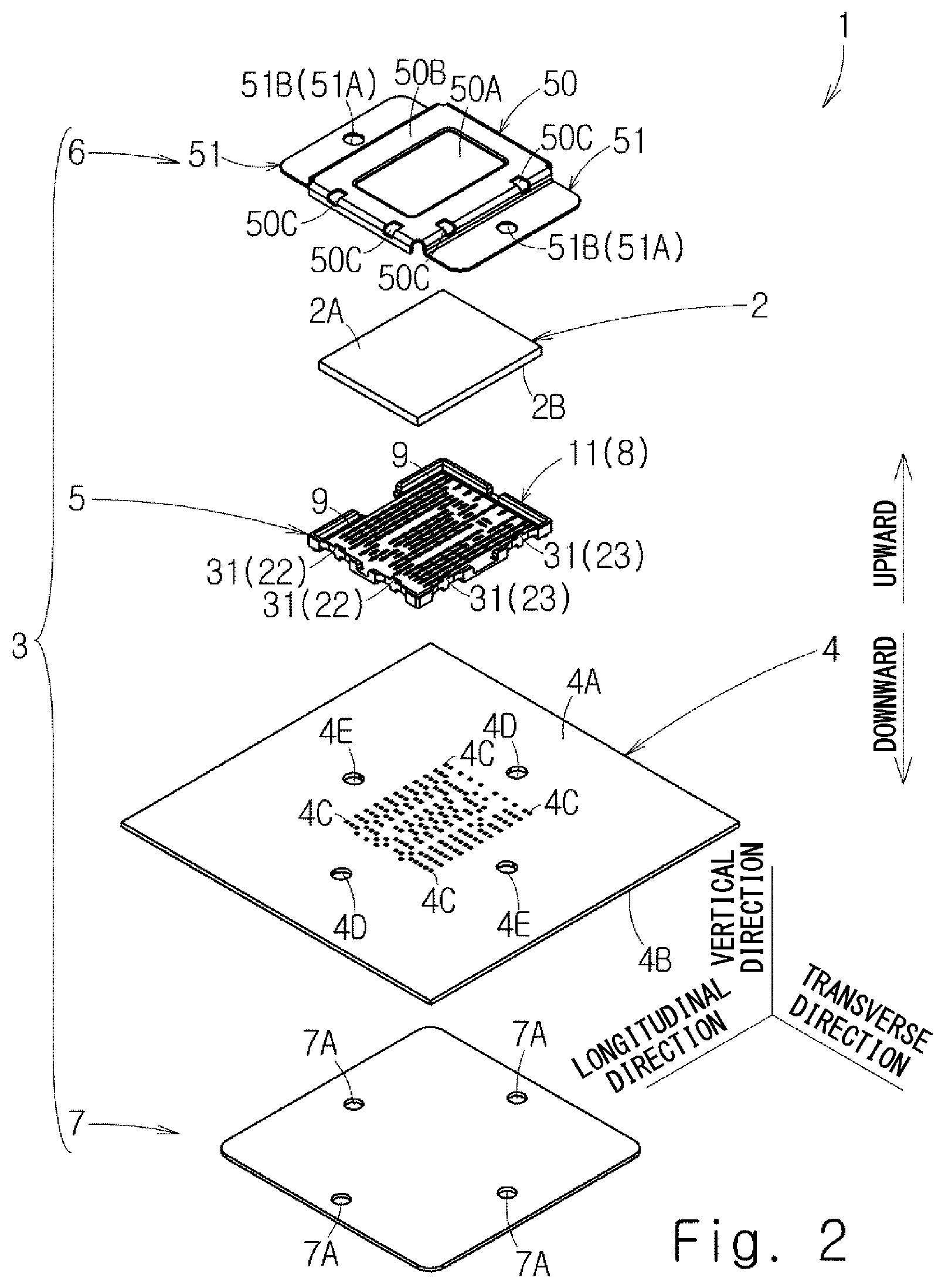 Patent US12327943 Figure 2 – Socket connector including housing, contacts, cover member and projecting part