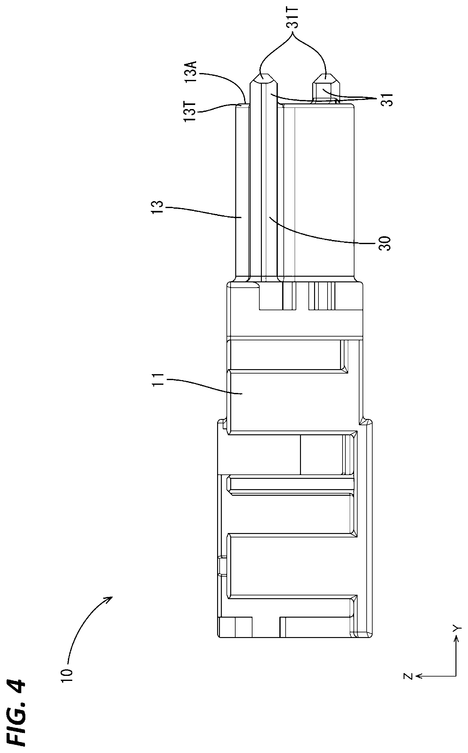 Patent US12327950 Figure 4 – Male connector and connector assembly