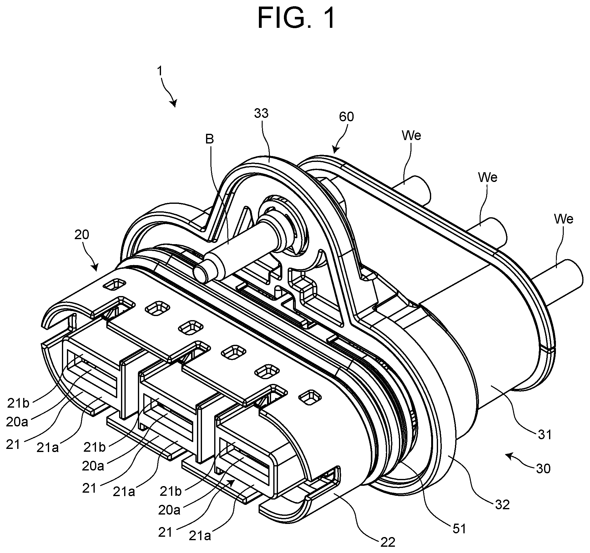 Patent US12327952 Figure 1 – Electrical connector with retaining member