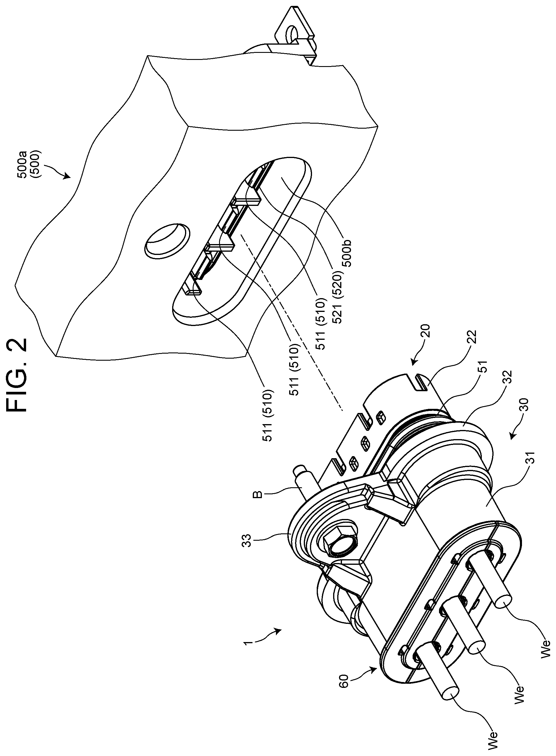 Patent US12327952 Figure 2 – Electrical connector with retaining member