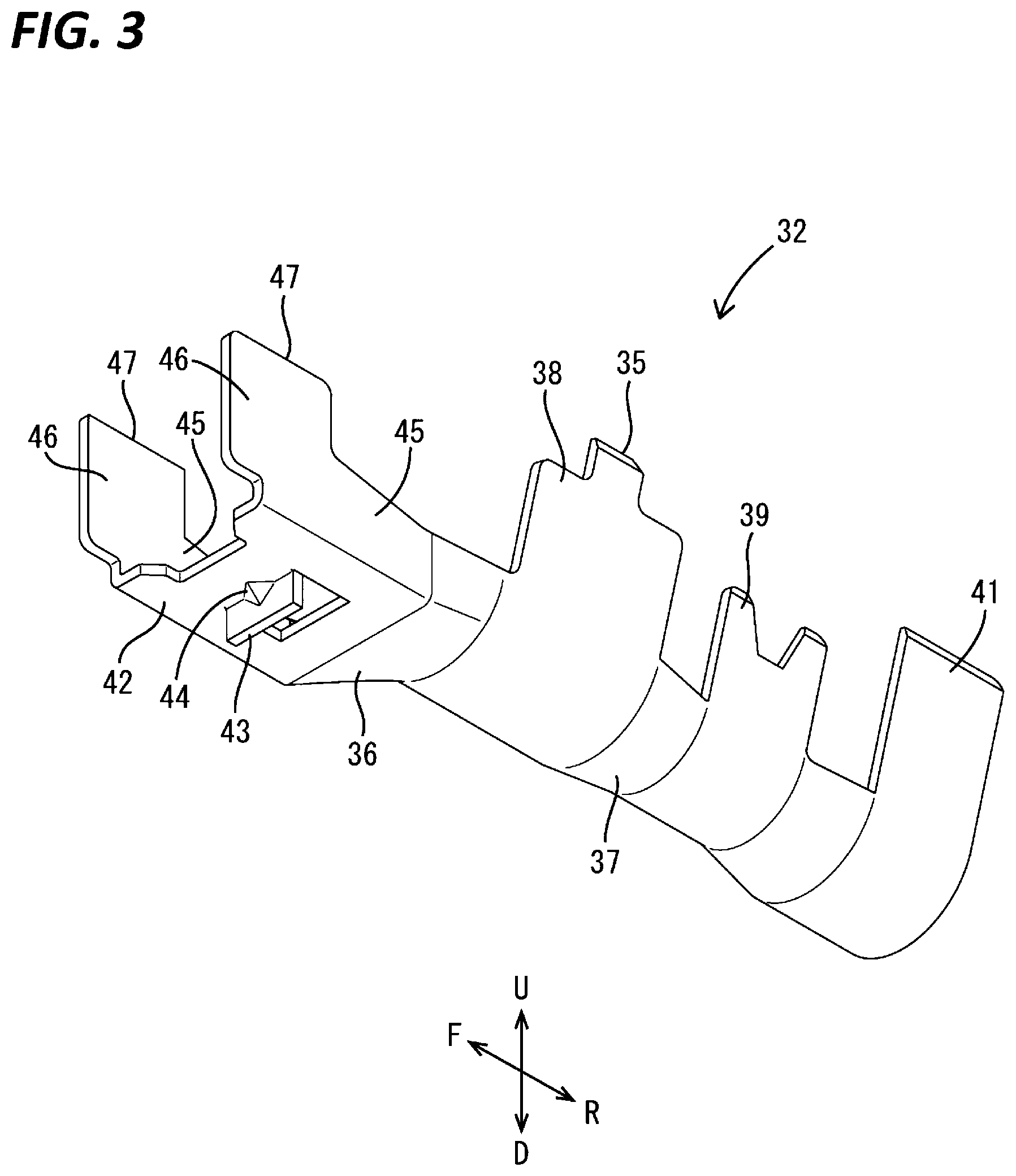 Patent US12327953 Figure 3 – Two part shield terminal with position stabilization and connector therewith