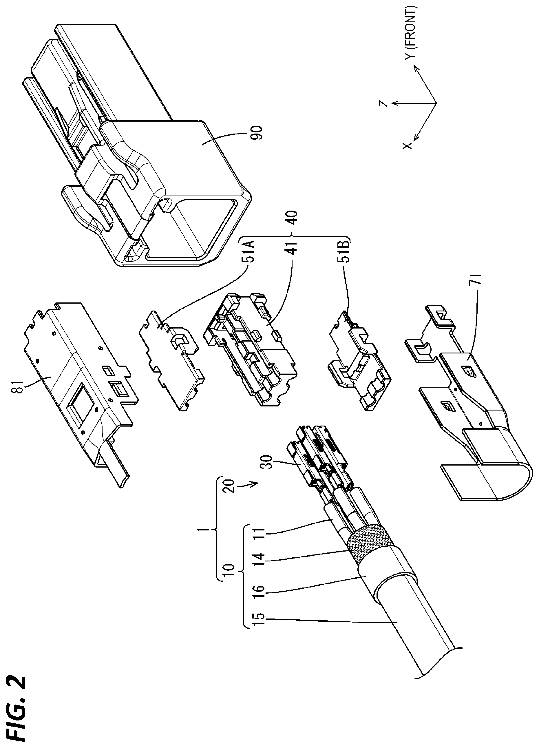 Patent US12327954 Figure 2 – Connector and cable with connector