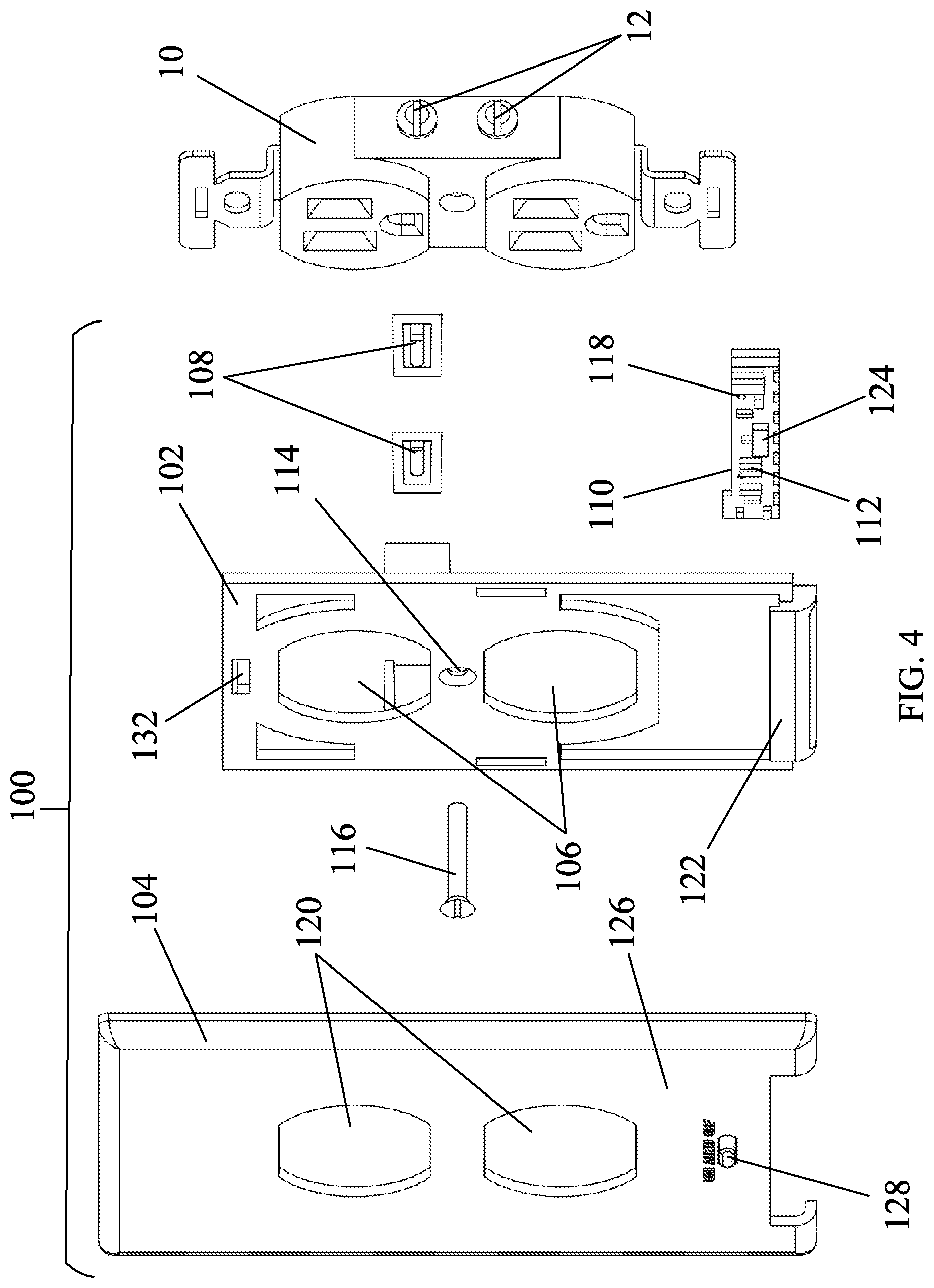 Patent US12327956 Figure 4 – Two-part powered electrical wall plate