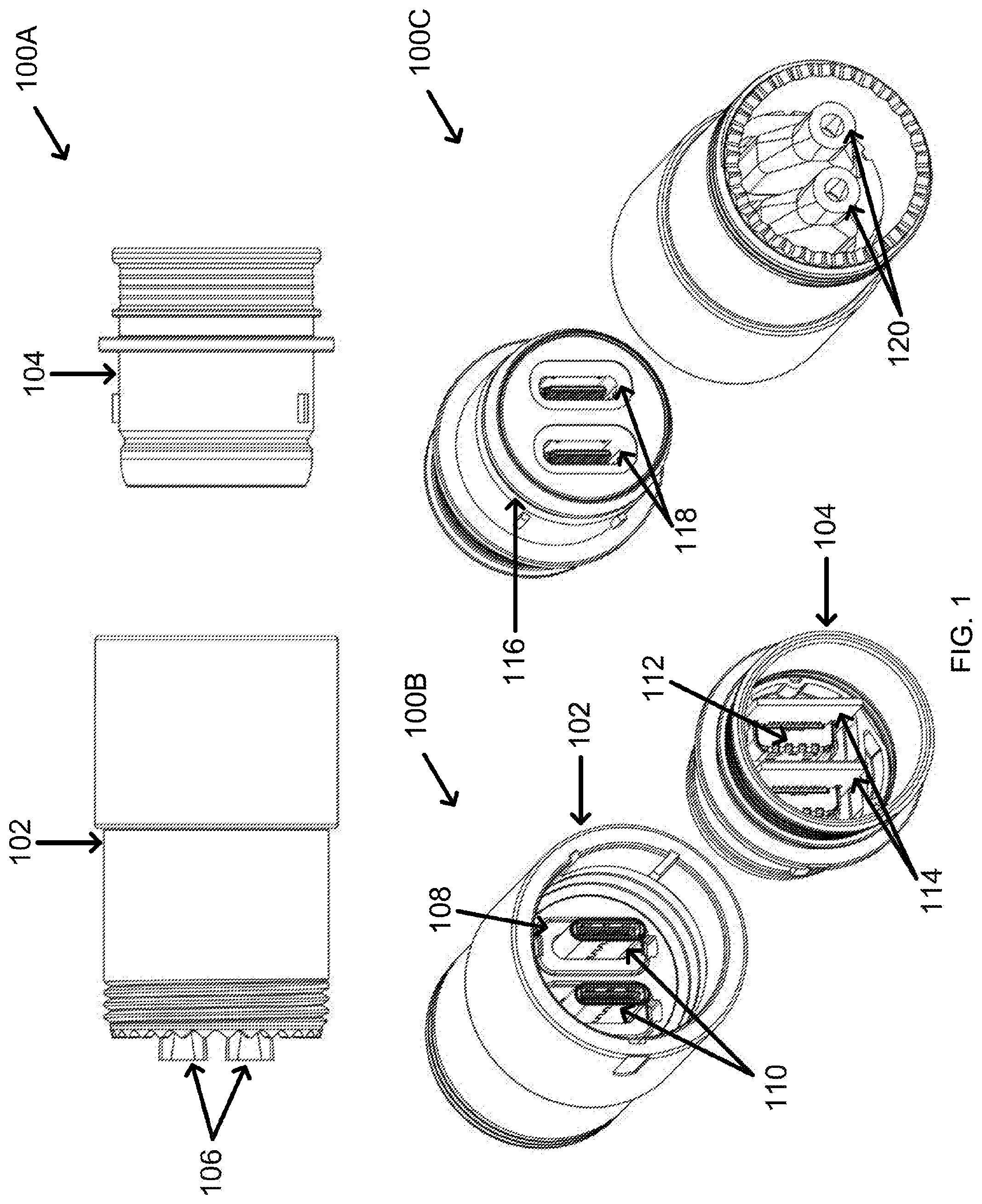 Patent US12327967 Figure 1 – Multiple connector assembly and method for manufacturing the same