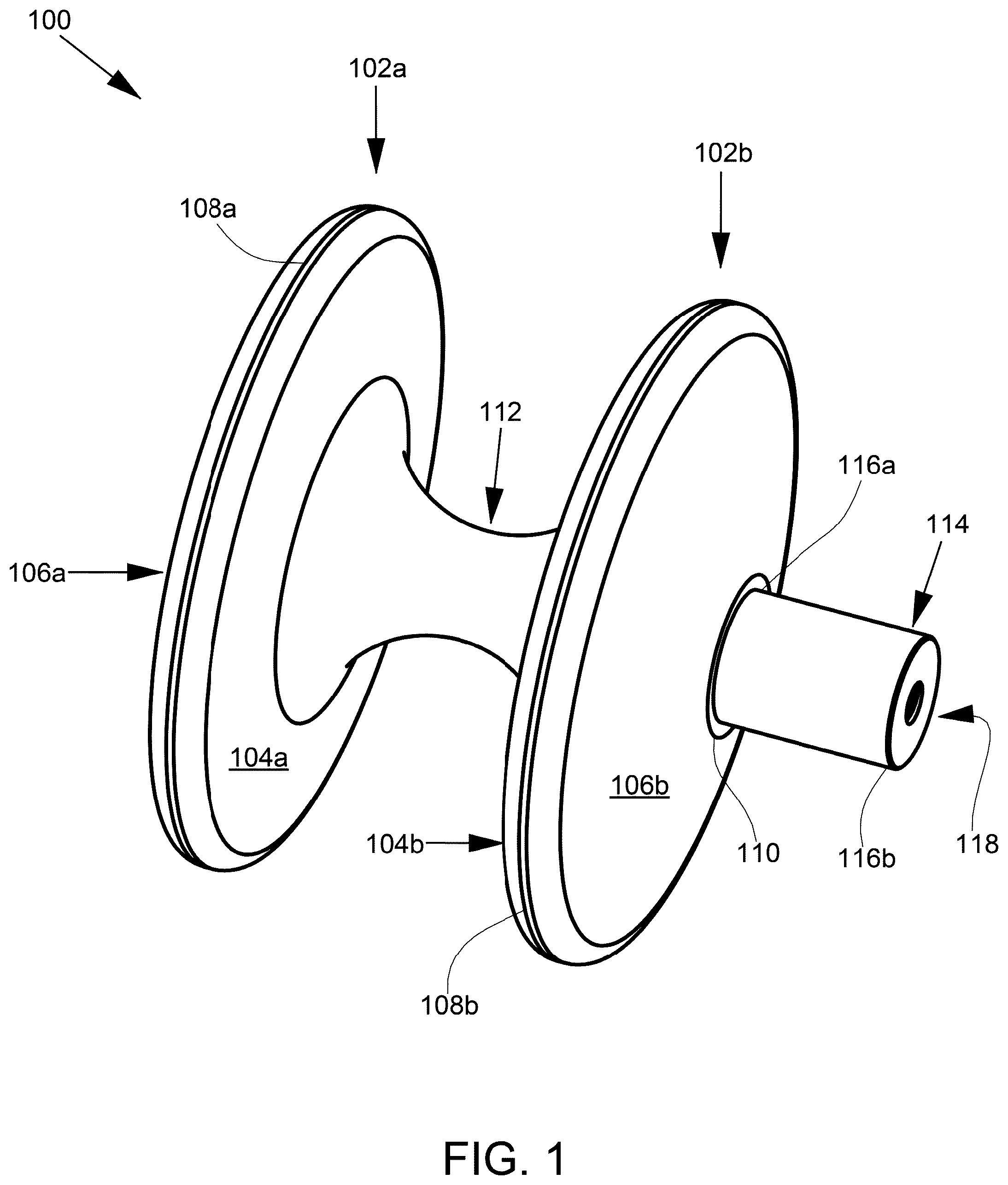 Patent US12327986 Figure 1 – Unitary fastener and cable guidance devices for helicopter block pulleys and methods of assembly and use