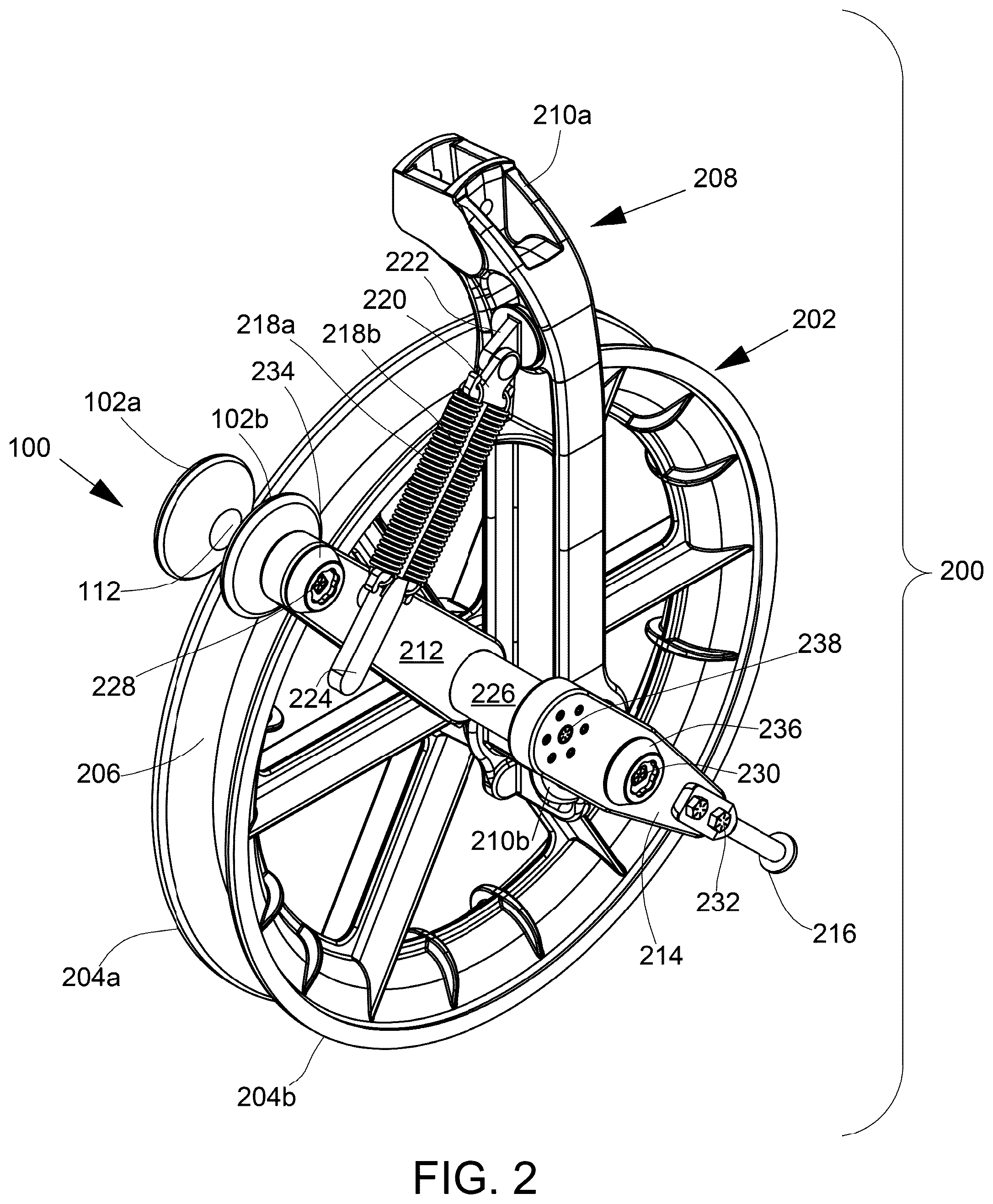 Patent US12327986 Figure 2 – Unitary fastener and cable guidance devices for helicopter block pulleys and methods of assembly and use
