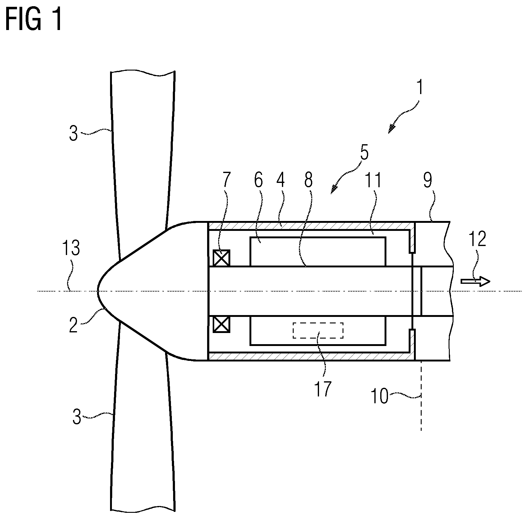 Patent US12328034 Figure 1 – Generator, wind turbine and method for cooling a direct drive generator of a wind turbine