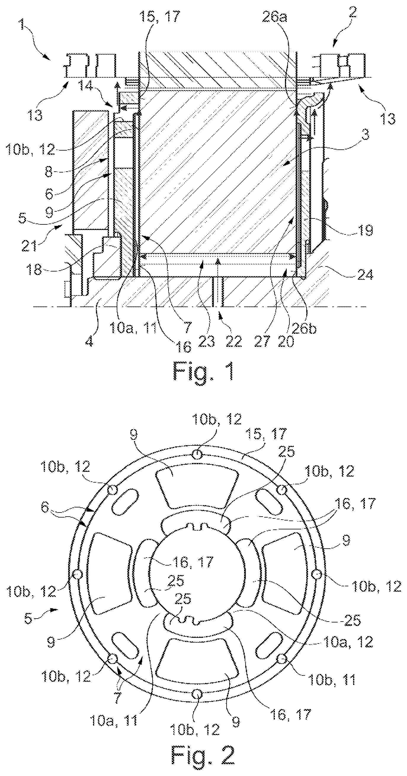 Patent US12328037 Figure 1 – Electrical machine with a multifunctional disc element for a rotor