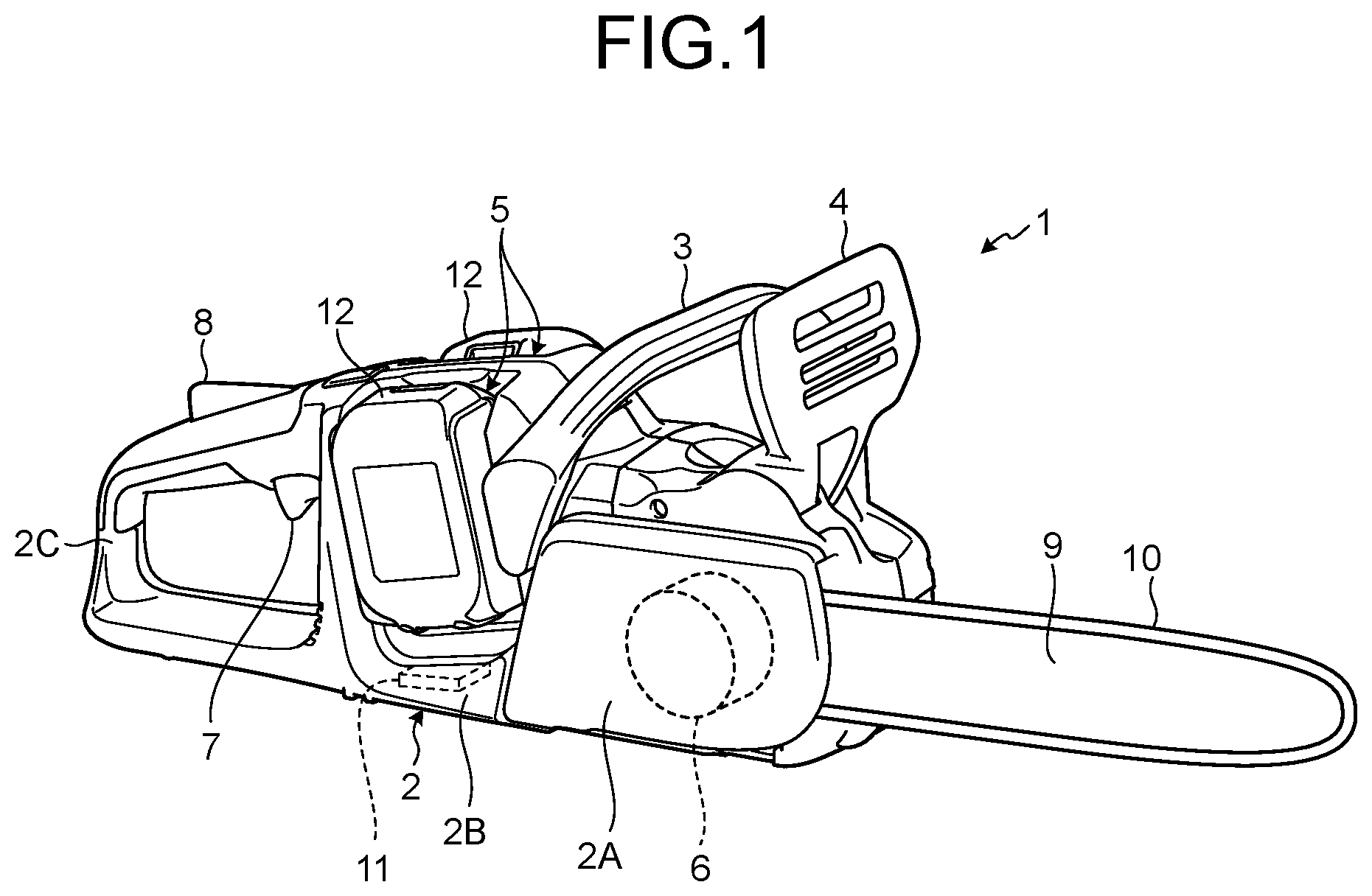Patent US12328045 Figure 1 – Electric work machine