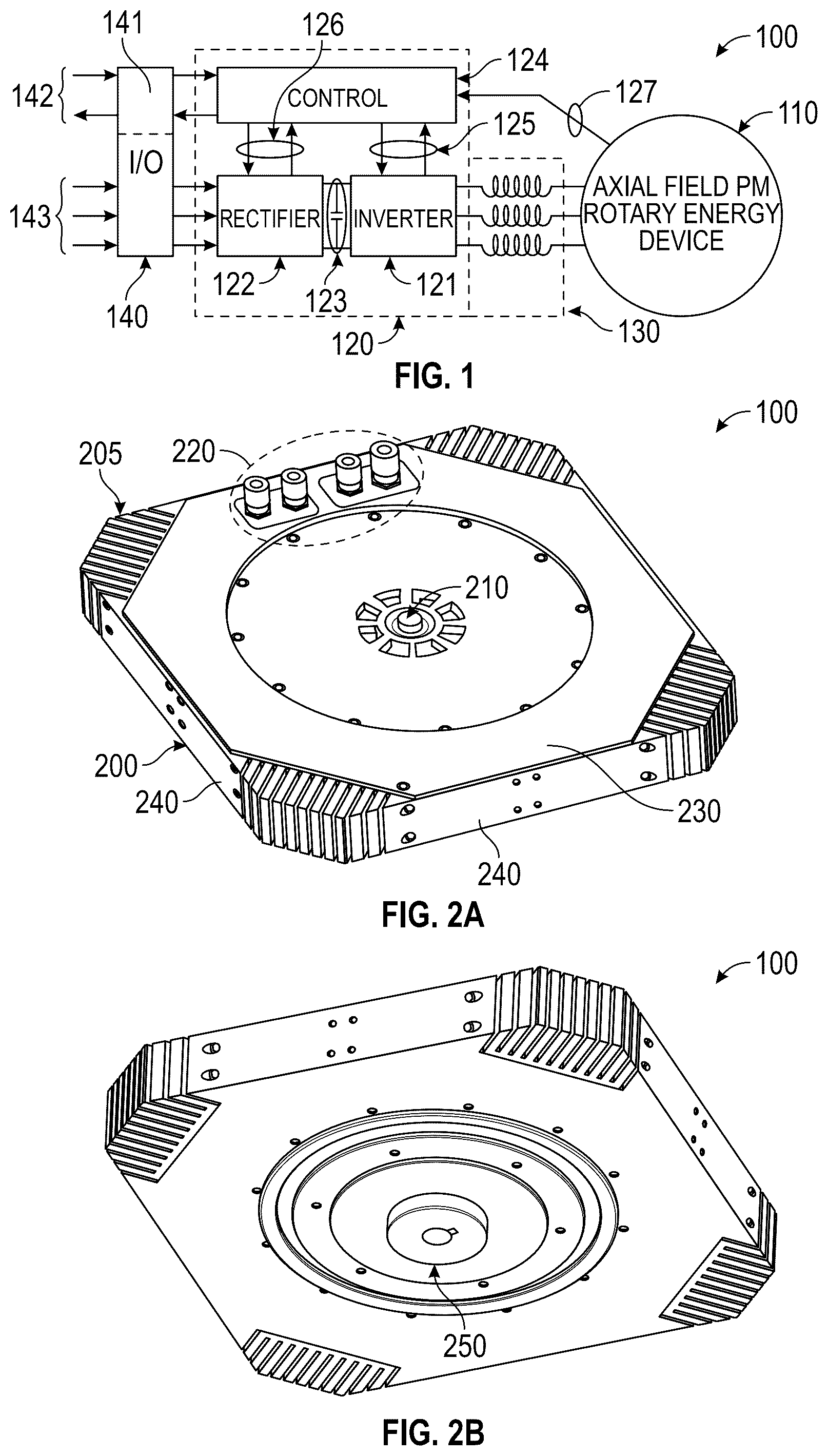 Patent US12328046 Figure 1 – Axial field rotary energy device having PCB stator and variable frequency drive