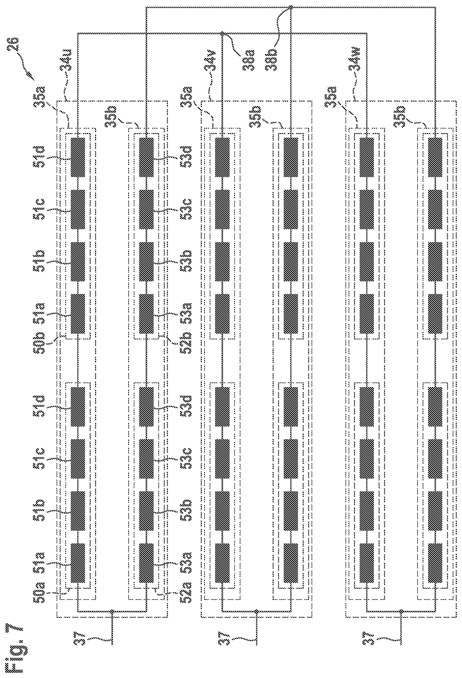 Patent US12328047 Figure 7 – Stator for an electric machine, drive installation for an electric vehicle, and vehicle