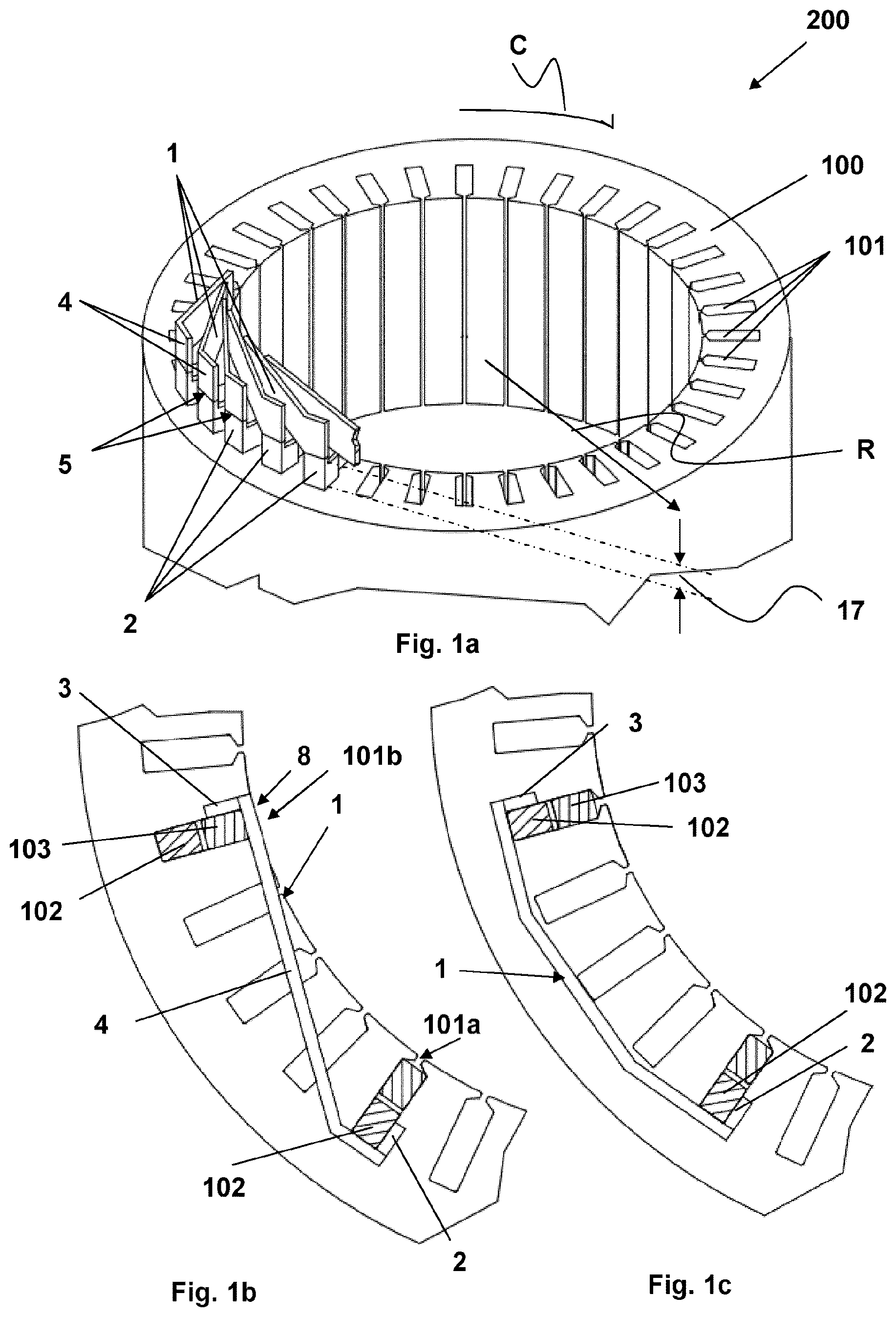 Patent US12328048 Figure 1 – Stator, electric machine, connection bridge and method for manufacturing a stator