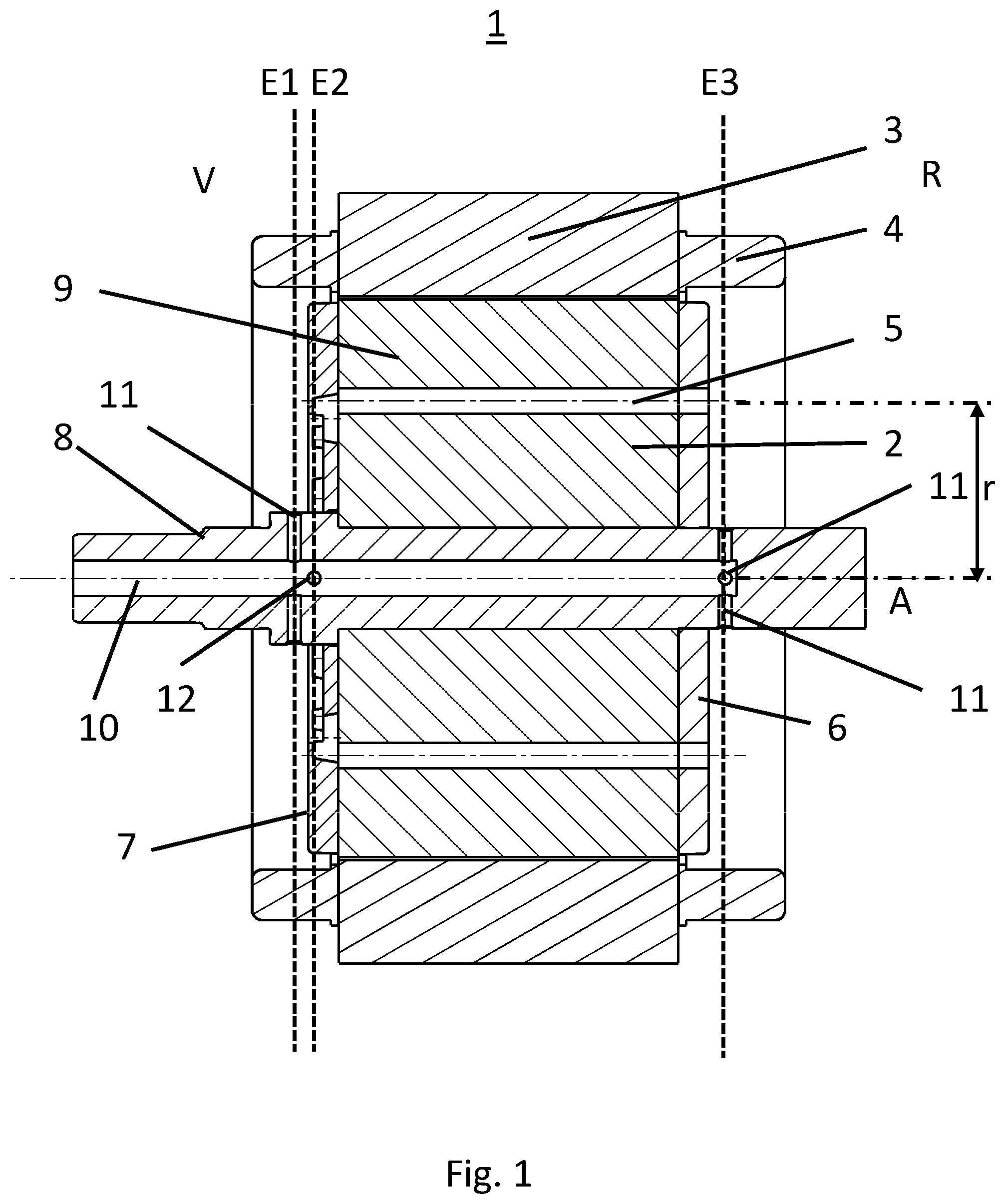 Patent US12328053 Figure 1 – Electric machine with rotor cooling