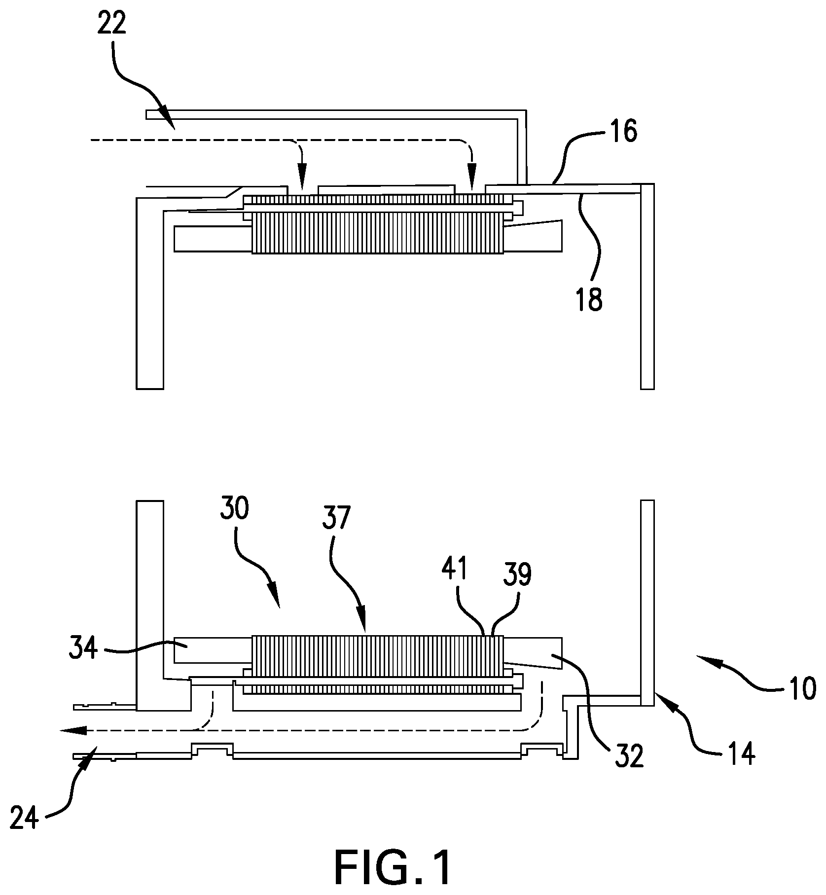 Patent US12328058 Figure 1 – Integrated stator cooling jacket system