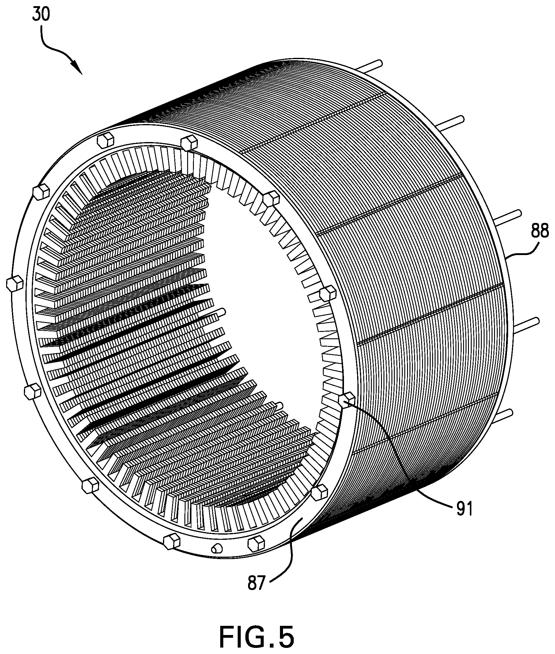 Patent US12328058 Figure 4 – Integrated stator cooling jacket system