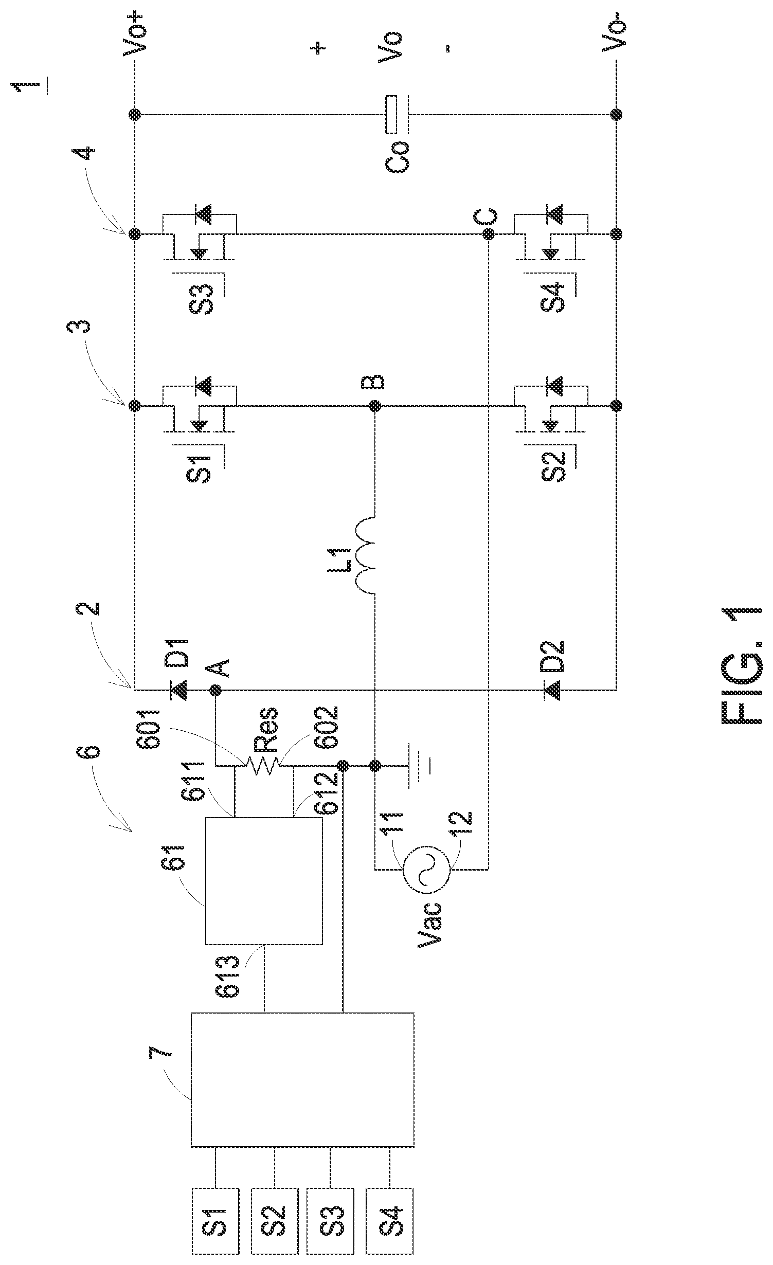 Patent US12328063 Figure 1 – Totem pole power factor correction circuit