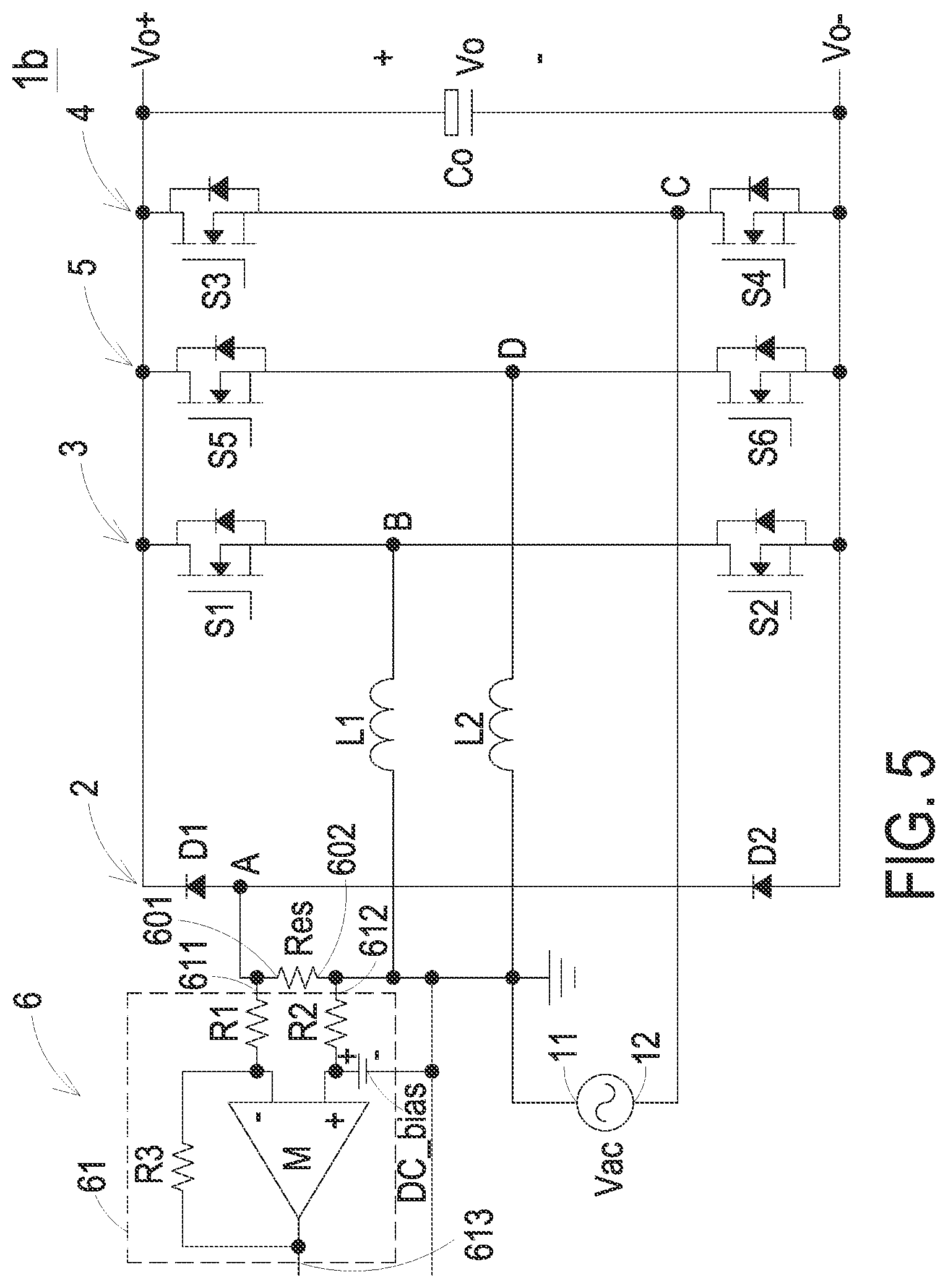 Patent US12328063 Figure 7 – Totem pole power factor correction circuit