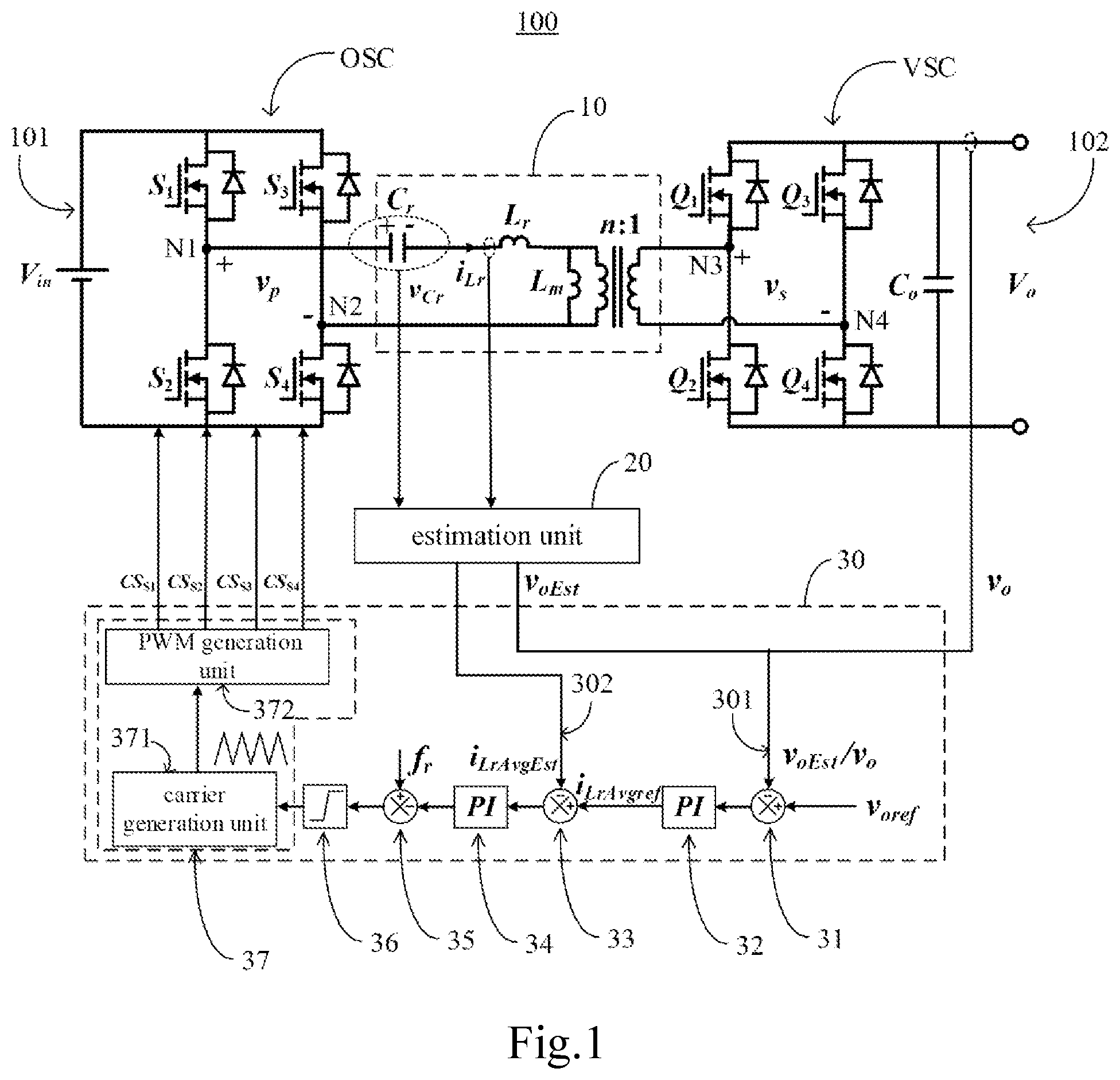Patent US12328065 Figure 1 – Method for estimating parameters of resonant converter, method for controlling resonant converter and resonant converter