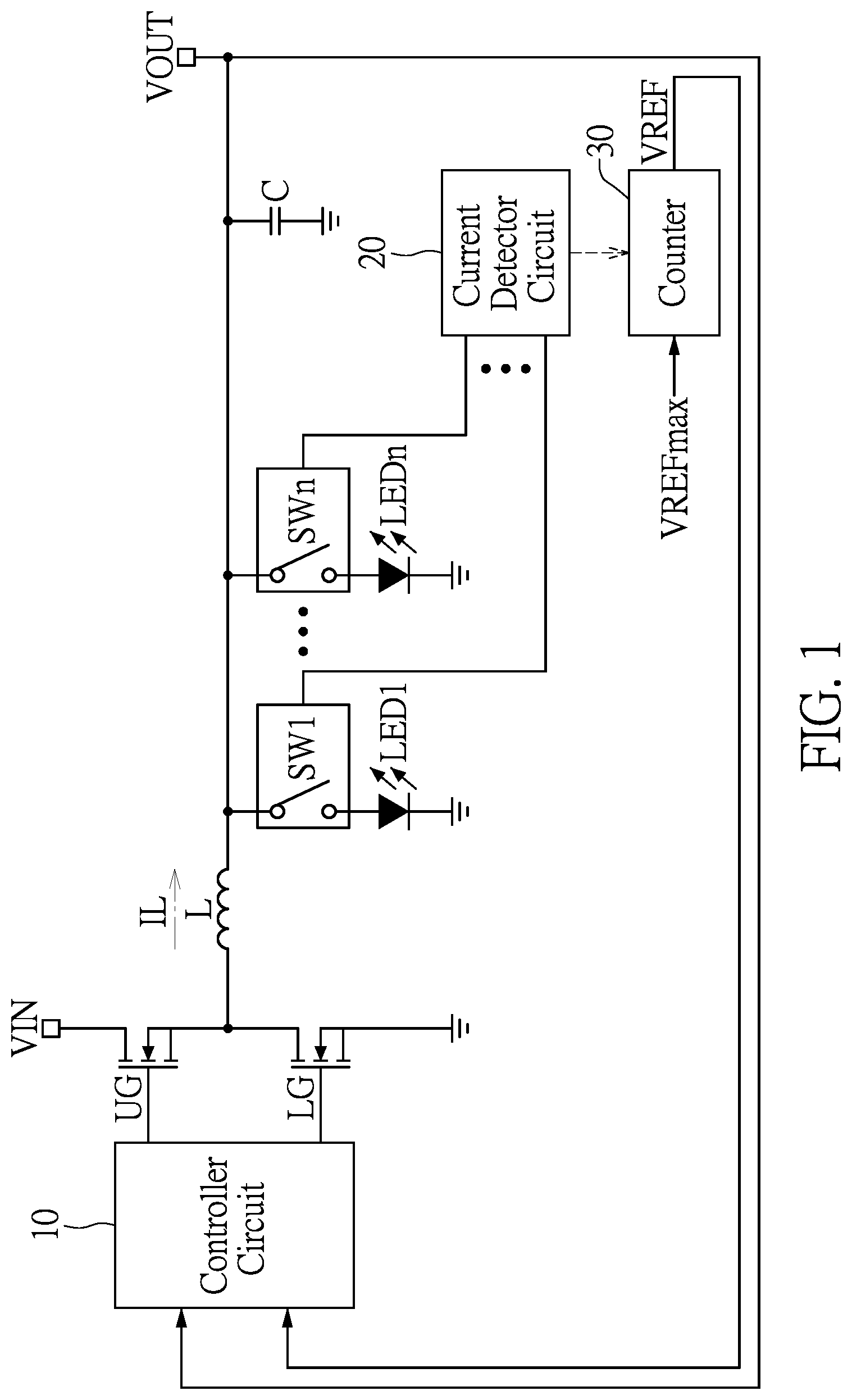 Patent US12328072 — Power converter with adaptively adjustable voltages based on detected currents — Figure 1