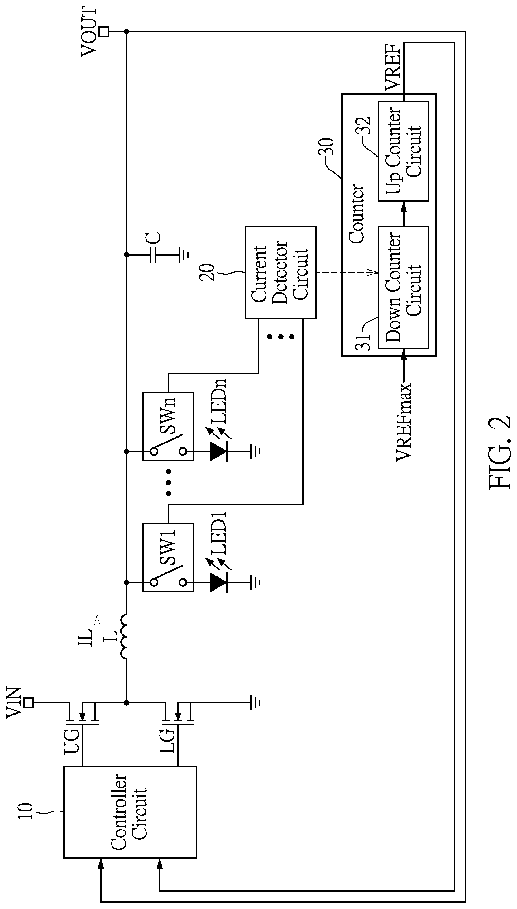 Patent US12328072 Figure 2 – Power converter with adaptively adjustable voltages based on detected currents
