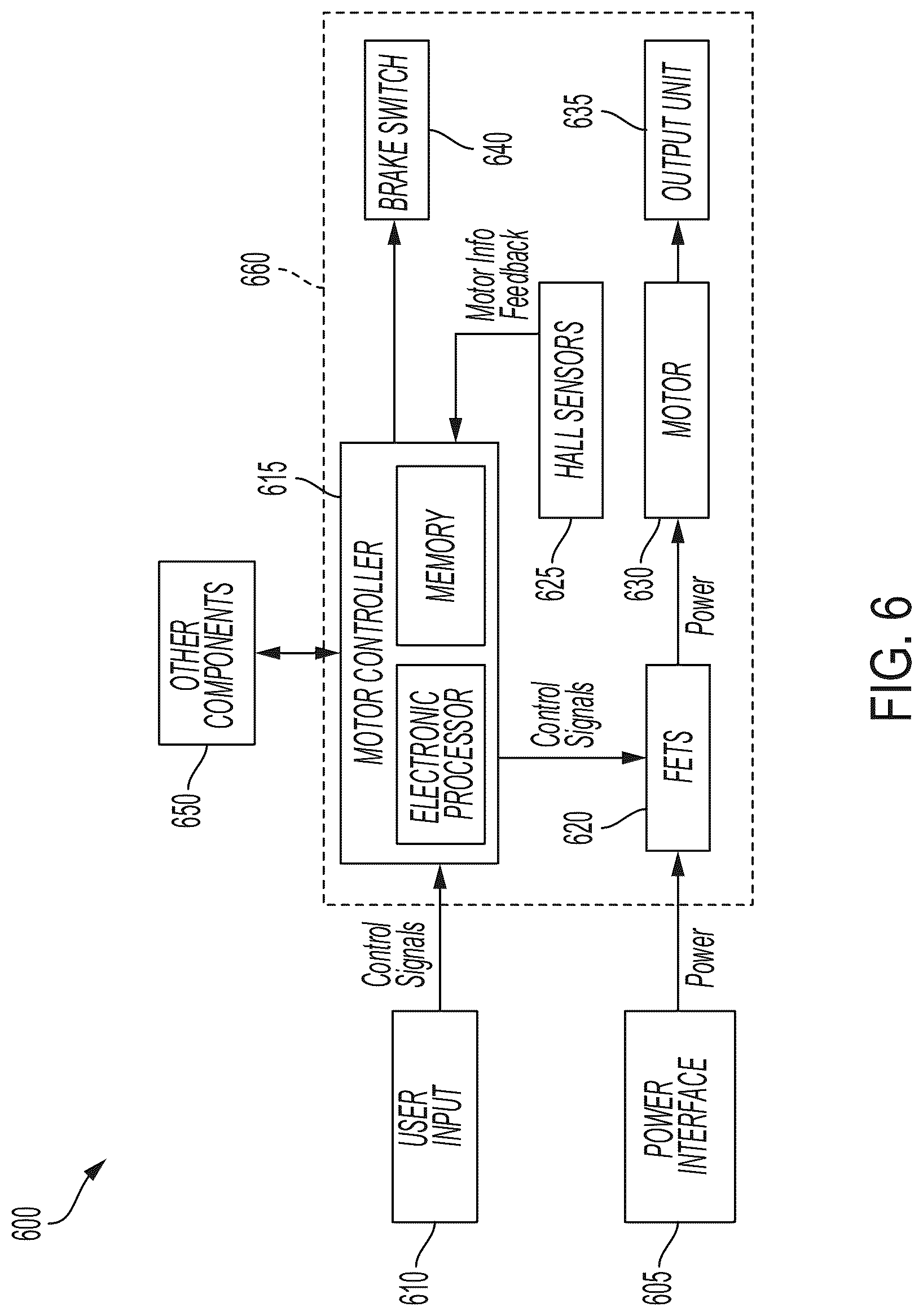 Patent US12328087 Figure 6 – Power tool having stamped brake resistor