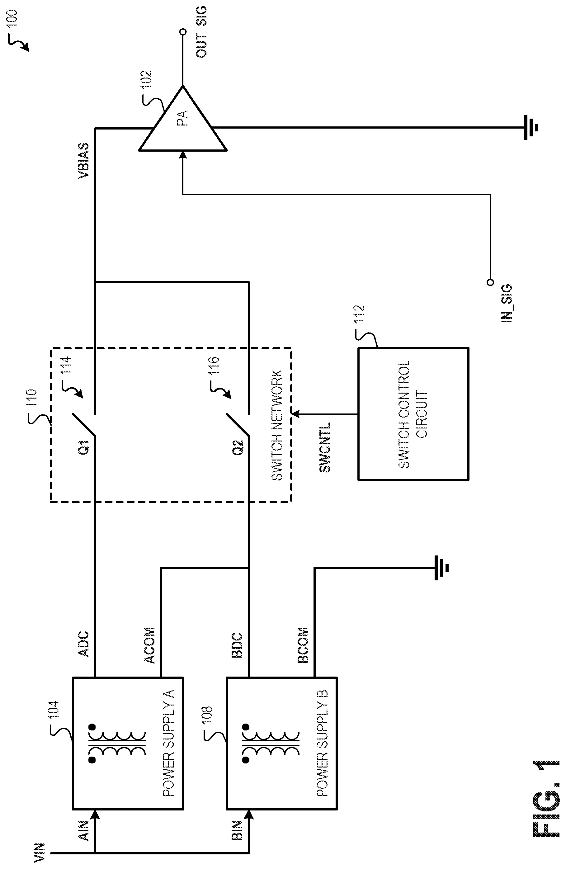 Patent US12328106 Figure 1 – Power amplifier modulator