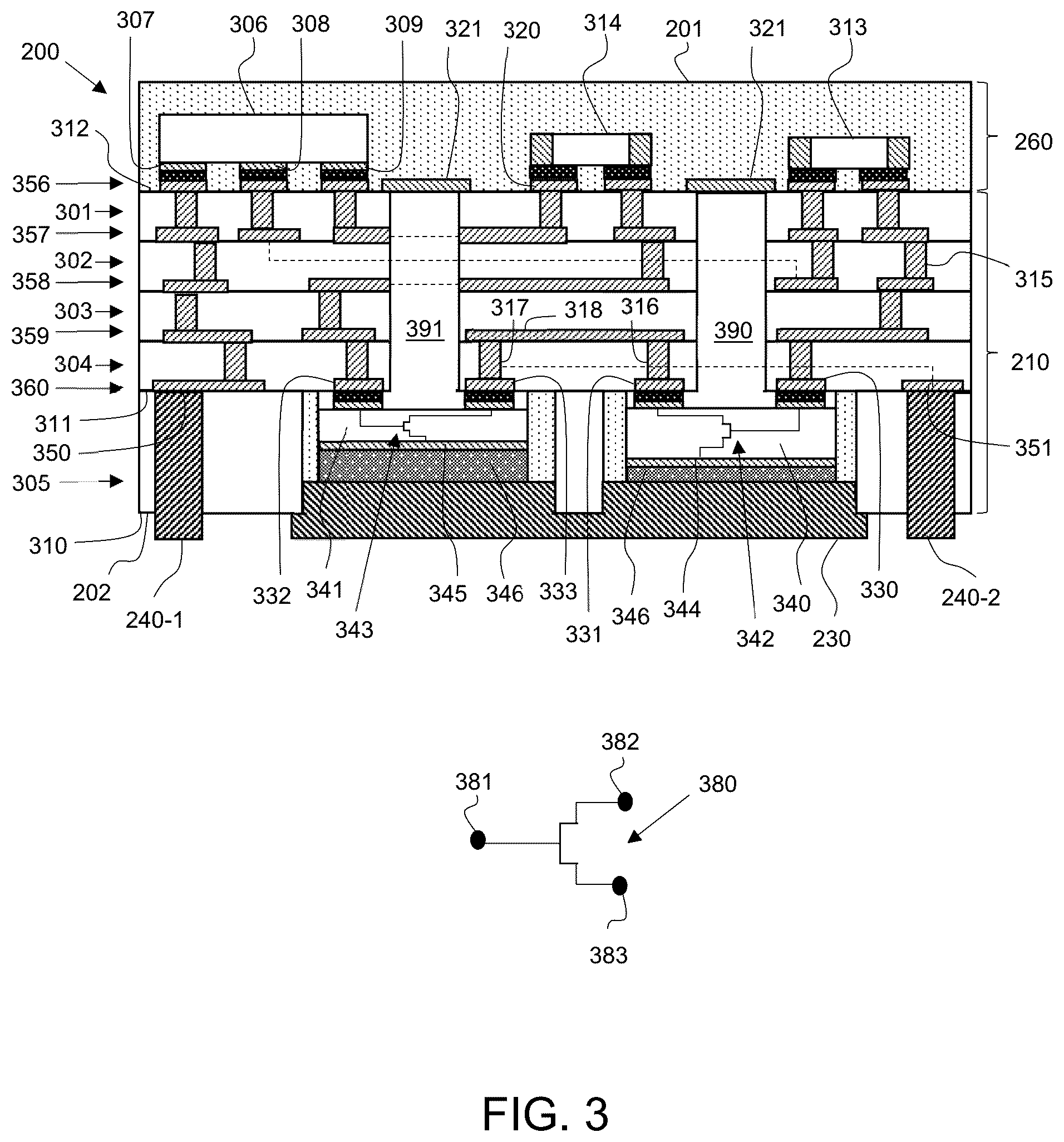 Patent US12328107 Figure 3 – Packaged power amplifier device with air cavity over die