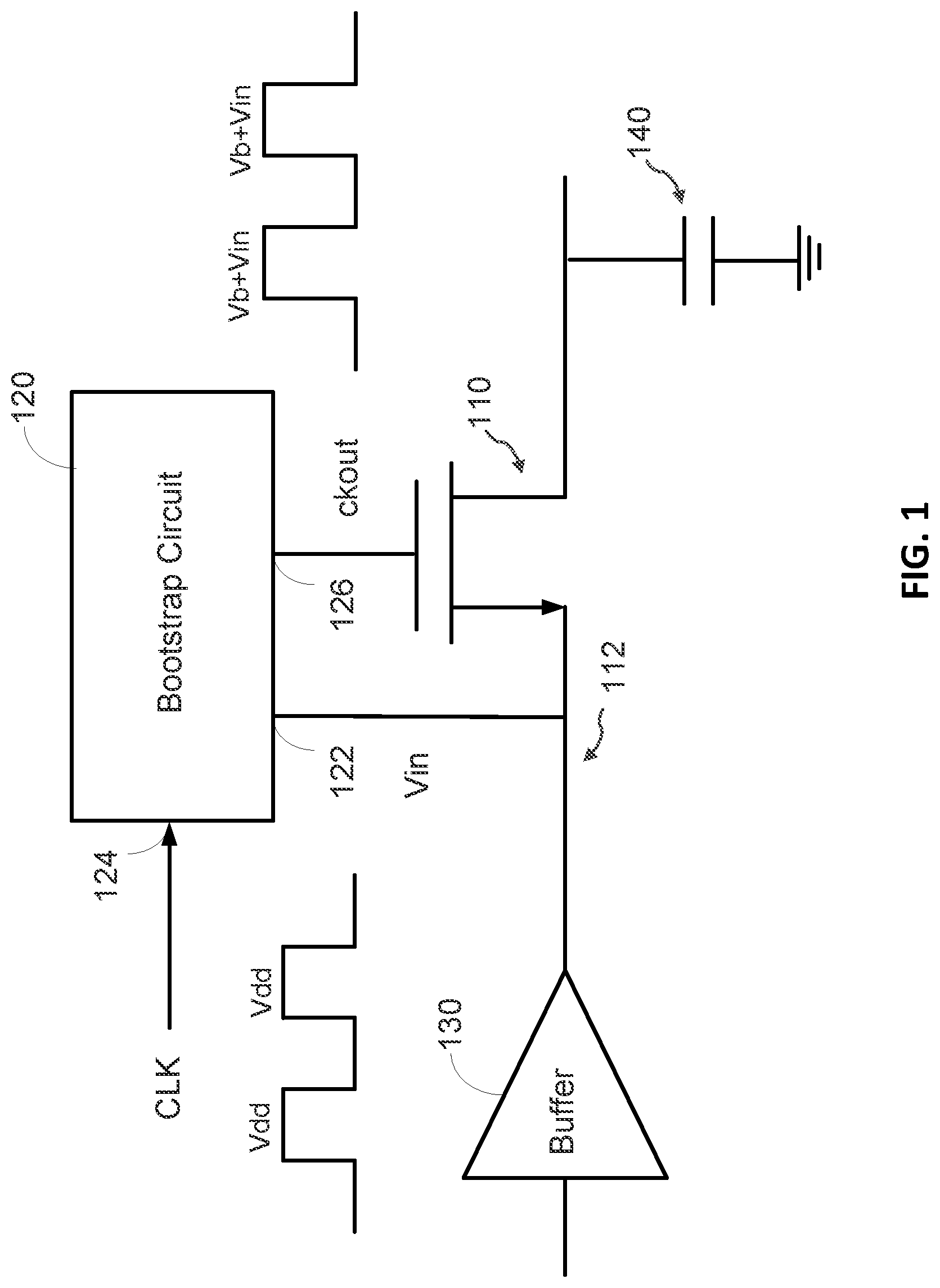 Patent US12328112 Figure 1 – Non-overlapping generation technique for bootstrap switches