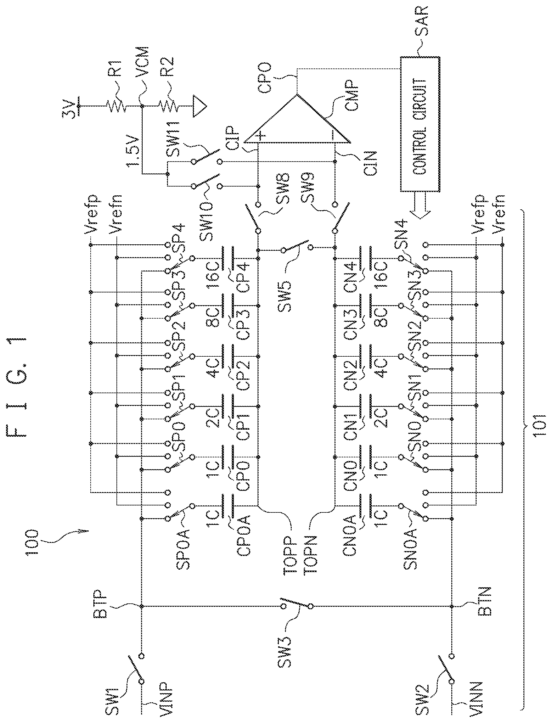Patent US12328128 Figure 1 – Sampling circuit, analog-to-digital converter circuit, and semiconductor integrated circuit