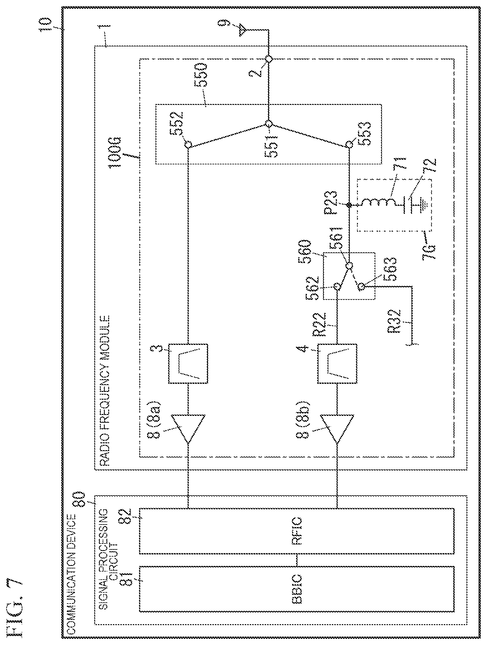 Patent US12328130 Figure 7 – Radio frequency module and communication device