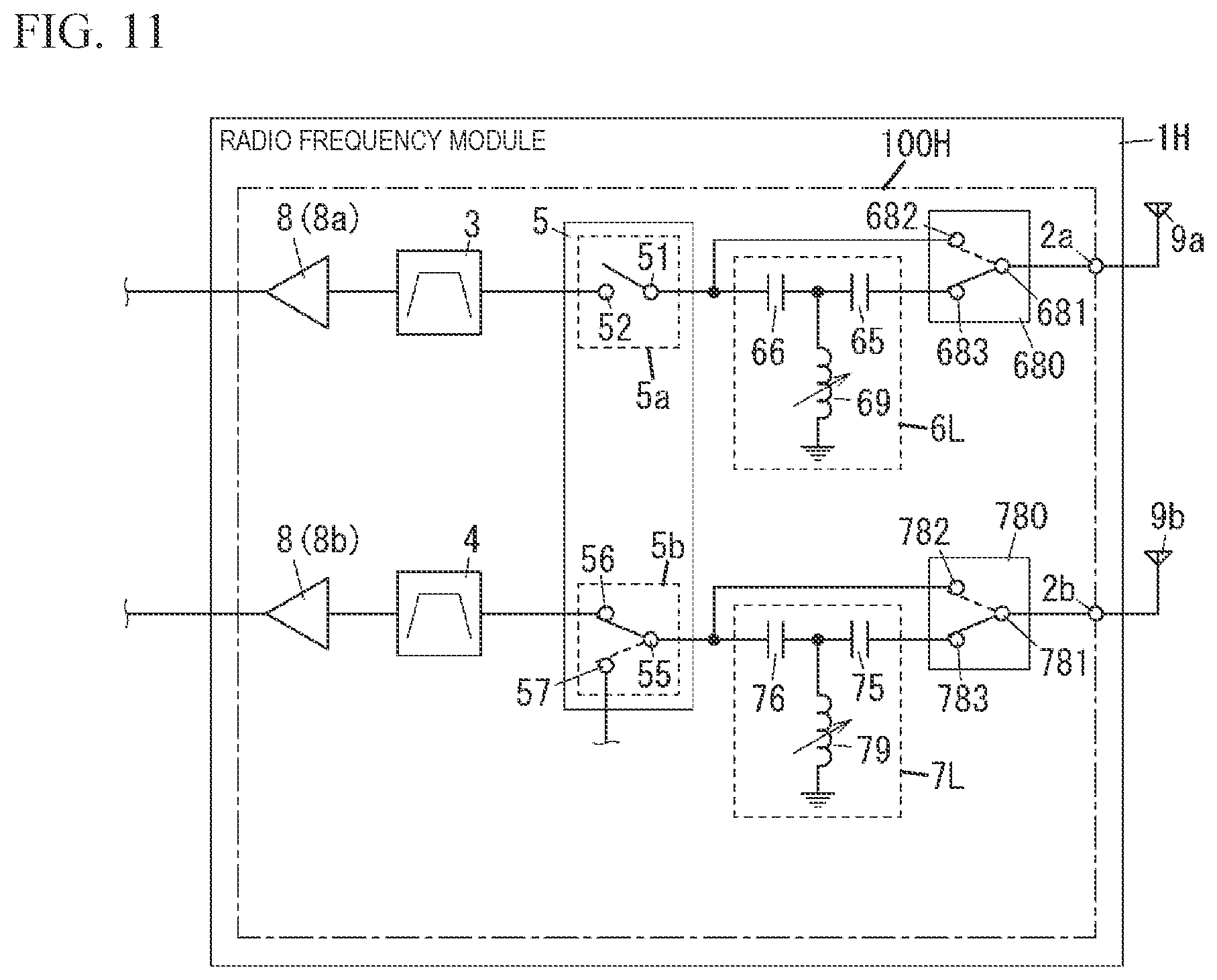 Patent US12328130 Figure 11 – Radio frequency module and communication device