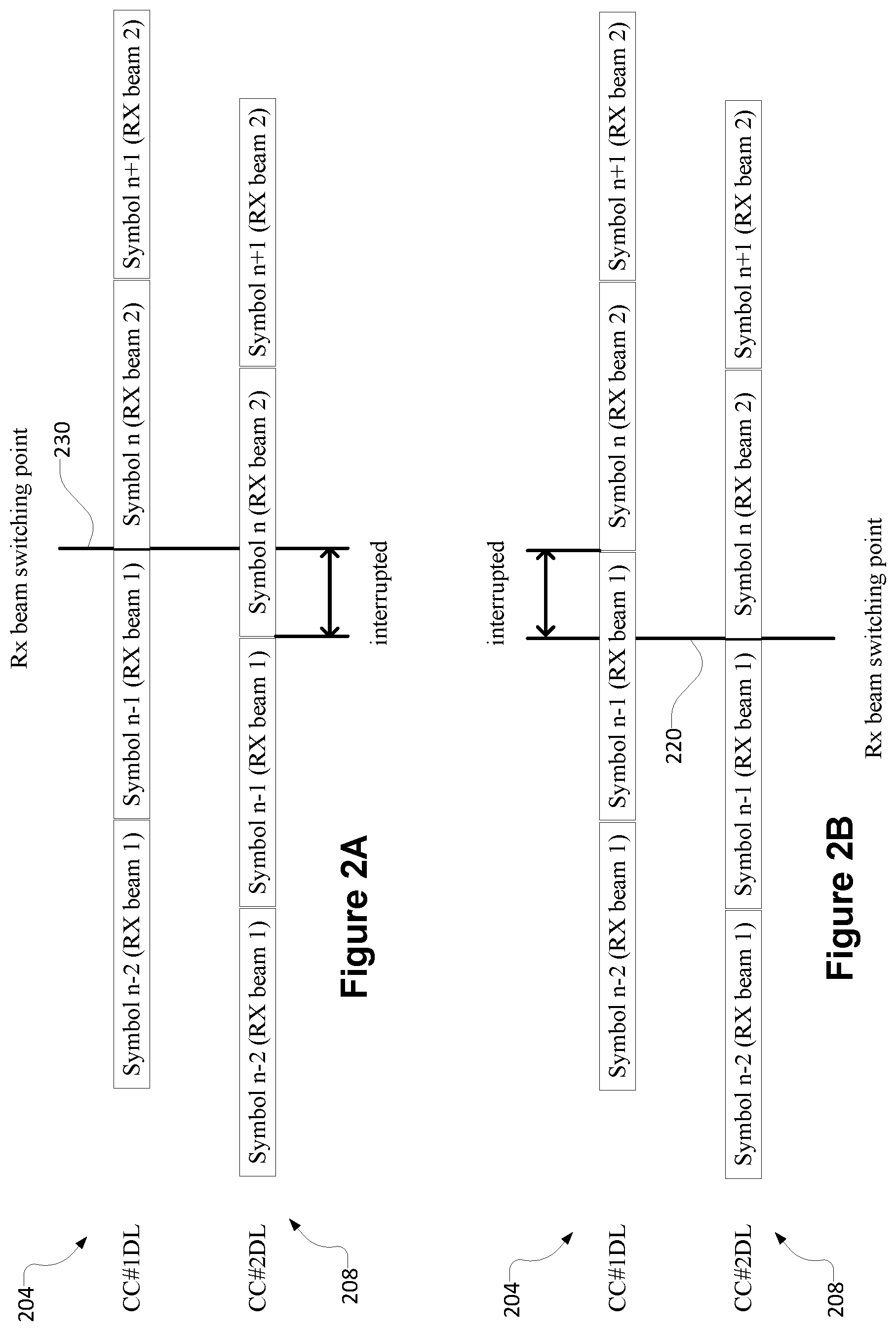Patent US12328287 Figure 2 – Beam switching in intra-band non-contiguous carrier aggregation
