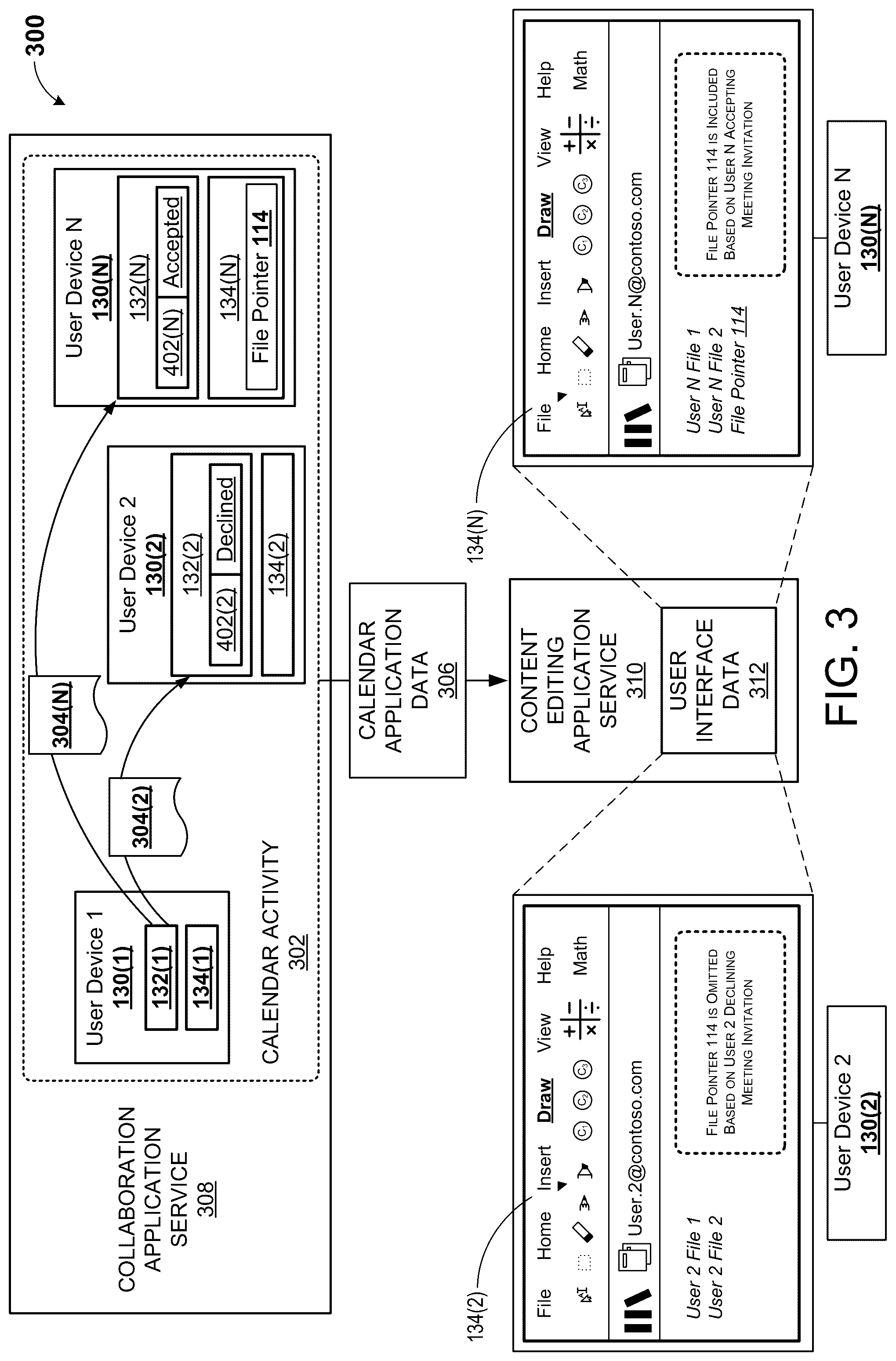 Patent US12328348 Figure 3 – Updating user-specific application instances based on collaborative object activity
