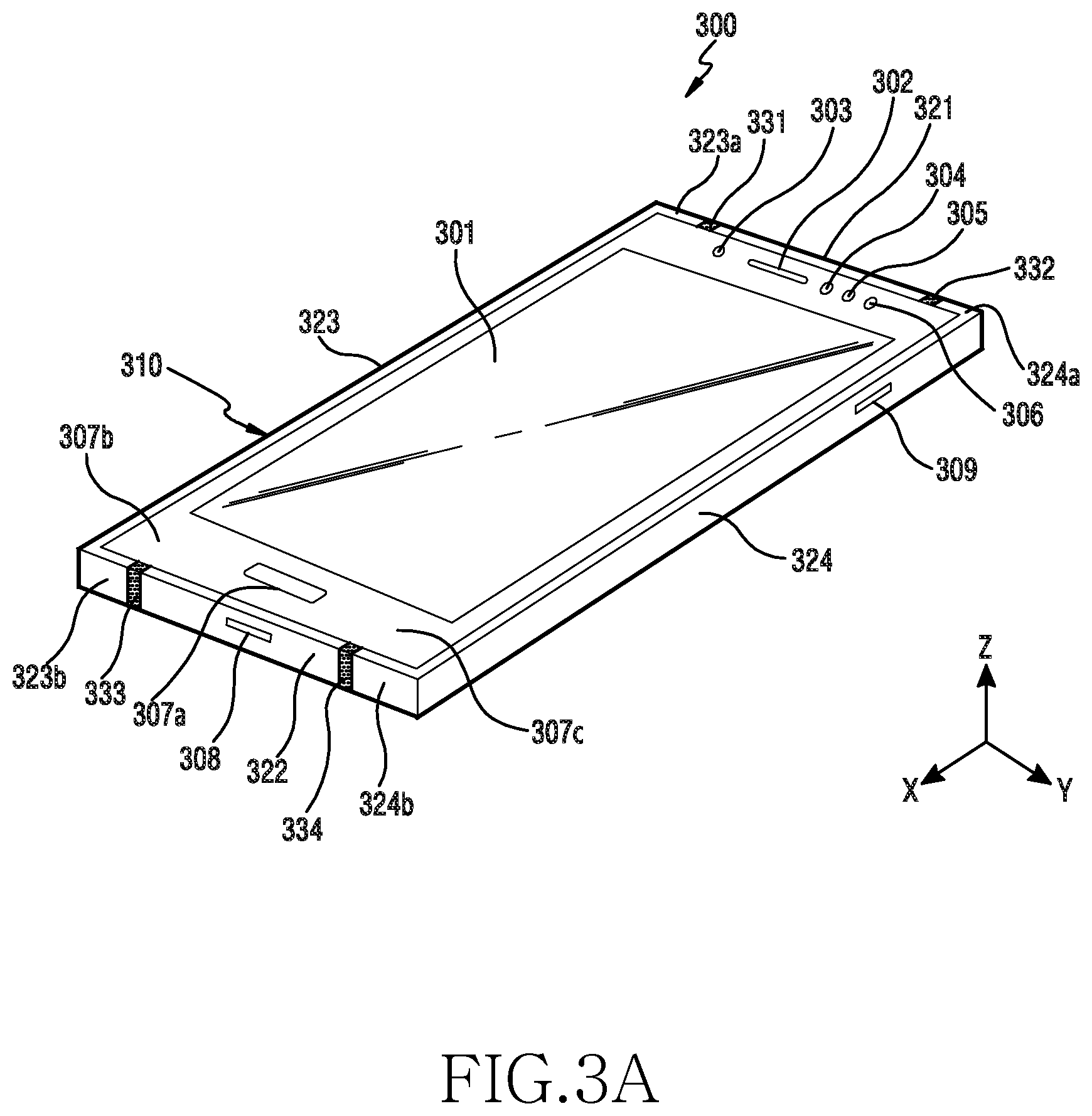 Patent US12328405 Figure 3 – Electronic device with metal frame antenna