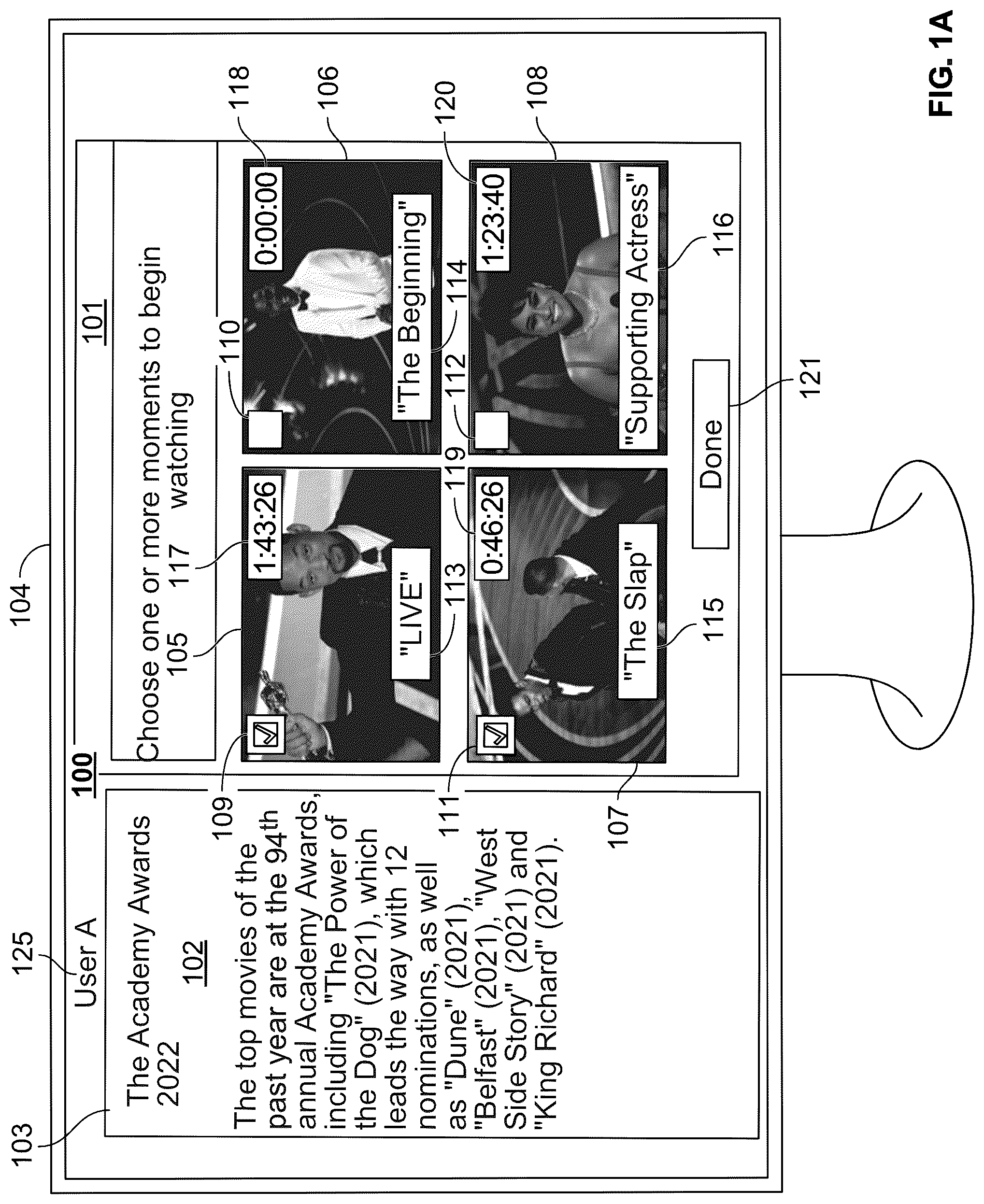 Patent US12328469 Figure 1 – Systems and methods for providing simultaneous display of portions of a media asset