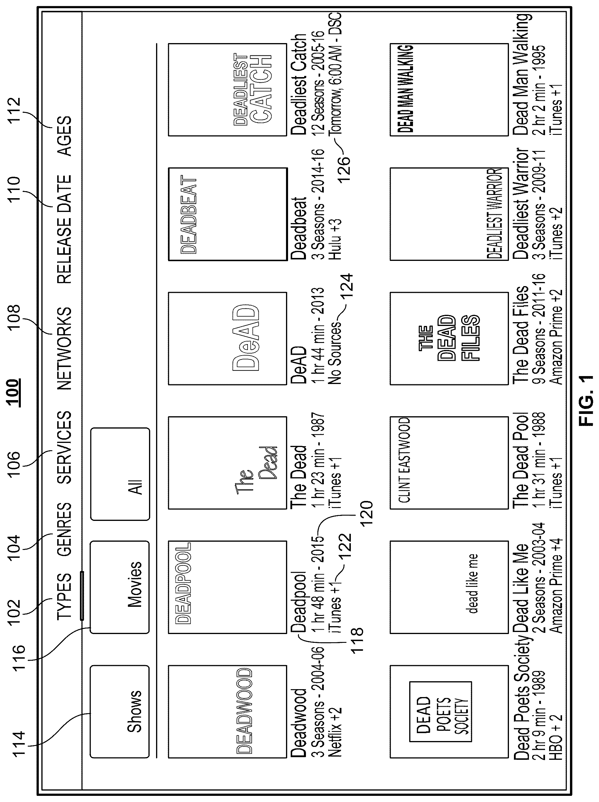 Patent US12328482 — Methods and systems for filtering media content — Figure 1