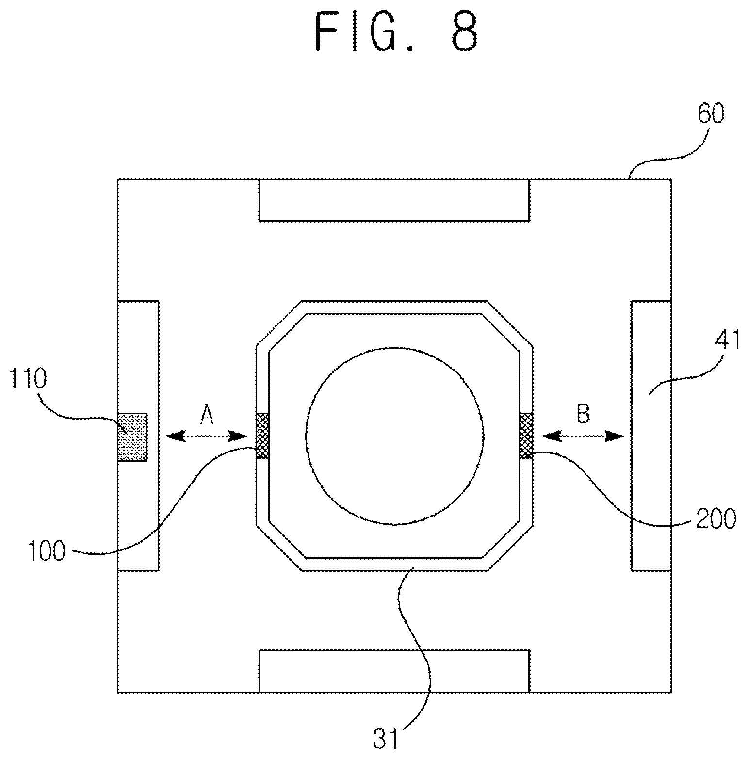 Patent US12328504 Figure 8 – Lens moving unit comprising a sensing magnet and a correction magnet