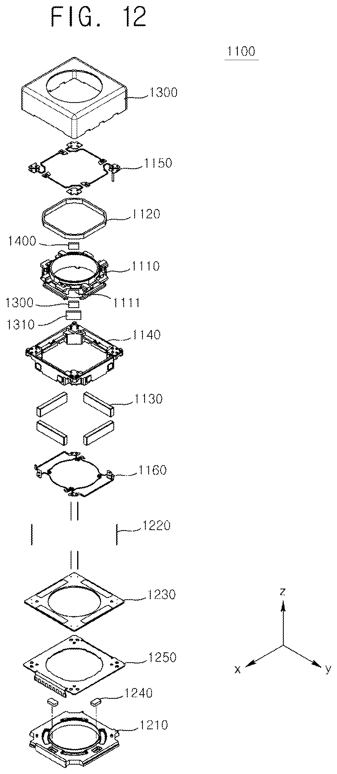 Patent US12328504 Figure 12 – Lens moving unit comprising a sensing magnet and a correction magnet