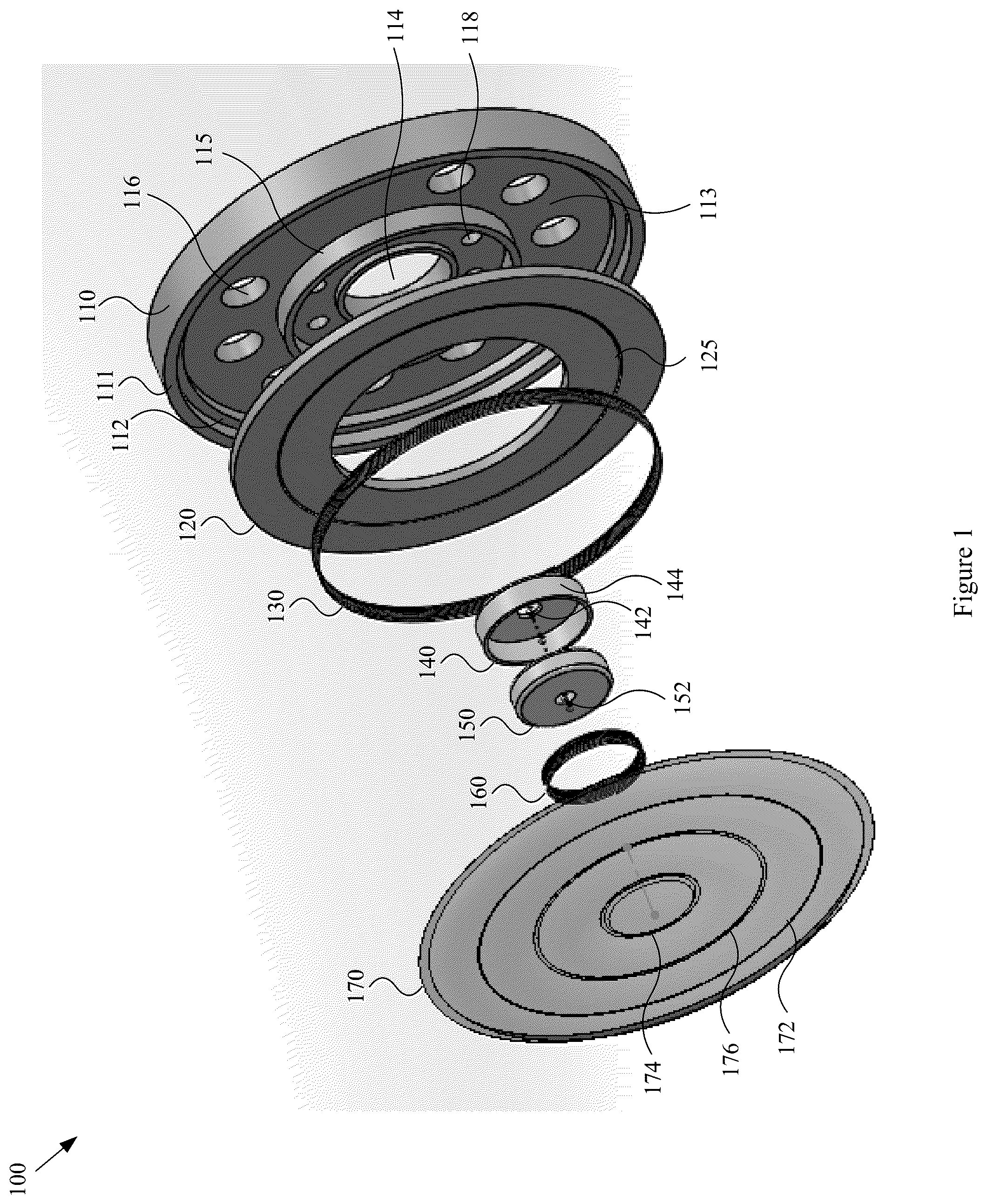 Patent US12328545 Figure 1 – Hybrid ring-radiator headphone driver