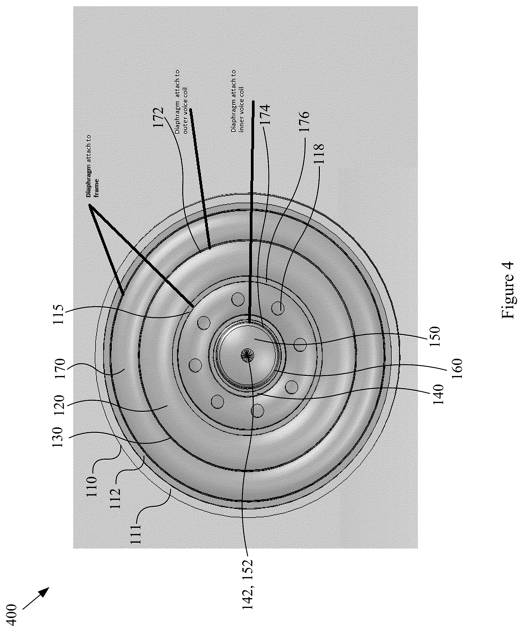 Patent US12328545 Figure 4 – Hybrid ring-radiator headphone driver